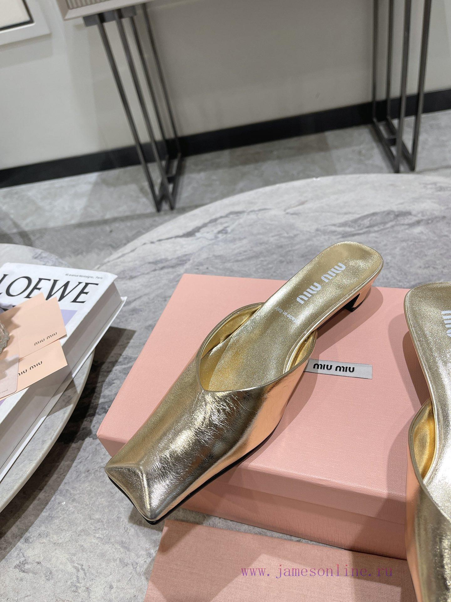 MIU MIU 24 Spring/Summer New Collection Retro Square Head Thick Heel Cool DragSimple yet claf3abk3ba - Image 8