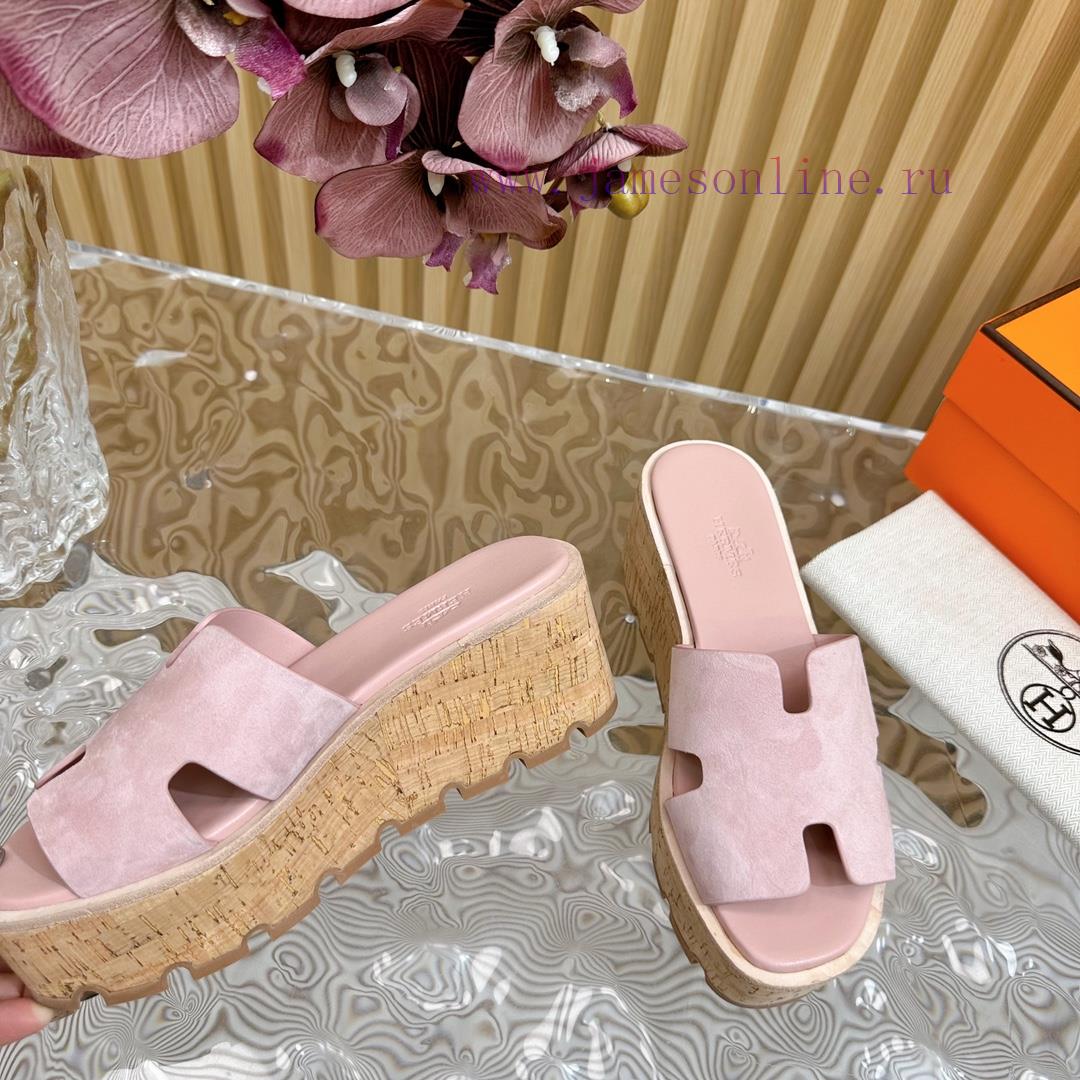 Top notch heel Hemers 2024 SS Hermes early spring new I-shaped thick soled slippers with leaee87e32l - Image 4