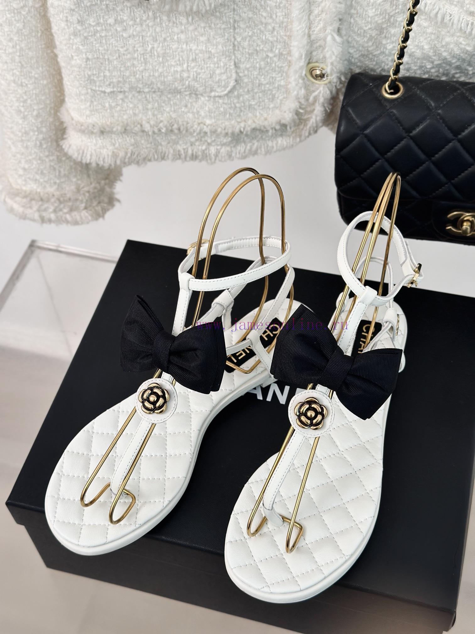 Chanel | Chanel 24P New ProductFlat bow camellia sandalsThe shoe upper is made of imported sbervqyad - Image 3