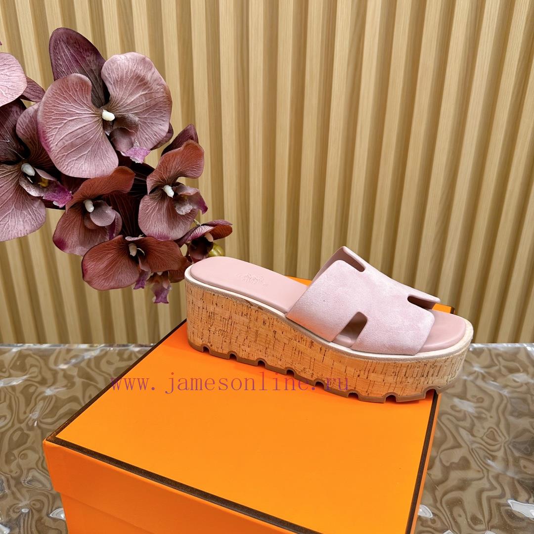Top notch heel Hemers 2024 SS Hermes early spring new I-shaped thick soled slippers with leaee87e32l - Image 10