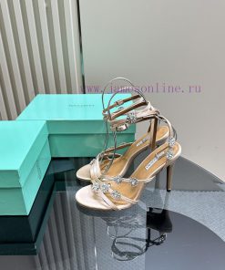 The mostAQUAZURA Big Pineapple Water Diamond Decorative High Heels2024 Summer Water Diamond pyb2xuo0