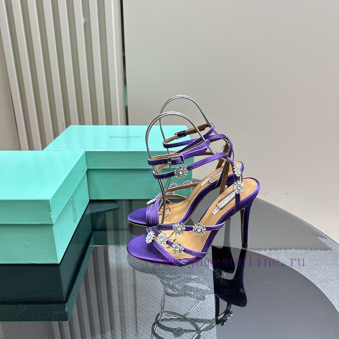 The mostAQUAZURA Big Pineapple Water Diamond Decorative High Heels2024 Summer Water Diamond 1qn1034z - Image 2
