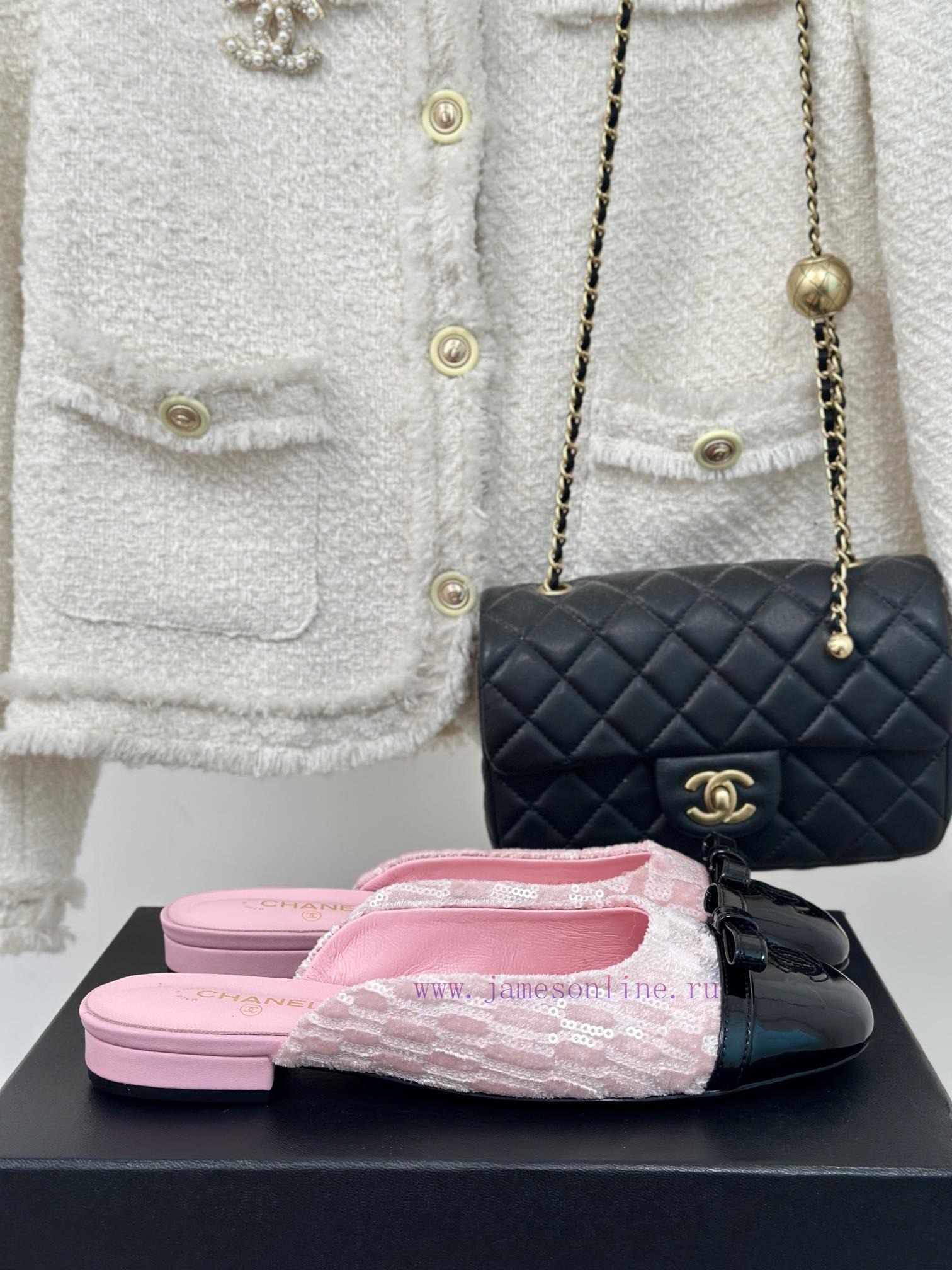 Chanel | Chanel 24P New ProductDouble C bow color blocked half slippersThe shoe upper is mad6gxyc51k - Image 2