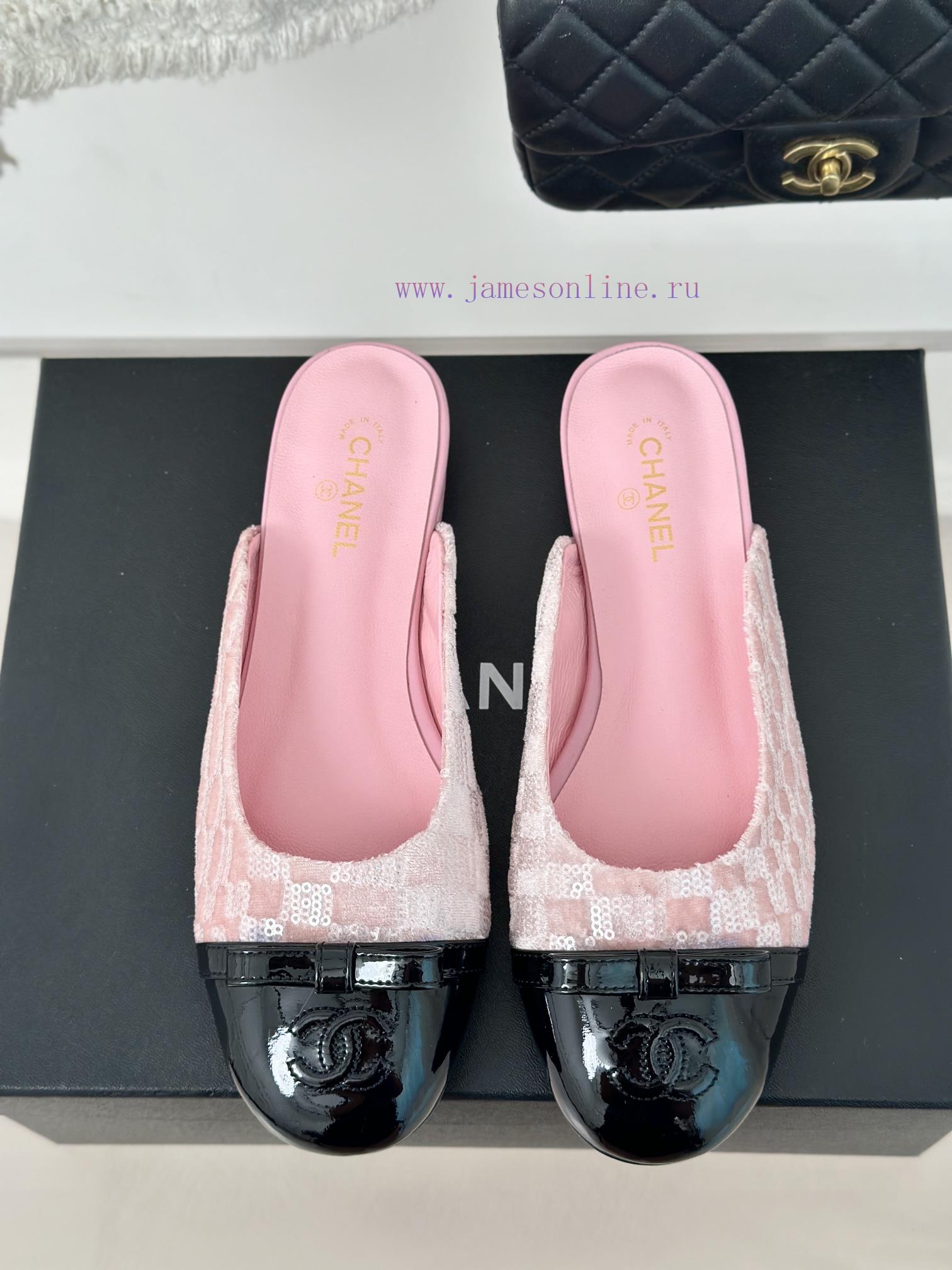 Chanel | Chanel 24P New ProductDouble C bow color blocked half slippersThe shoe upper is mad6gxyc51k - Image 5