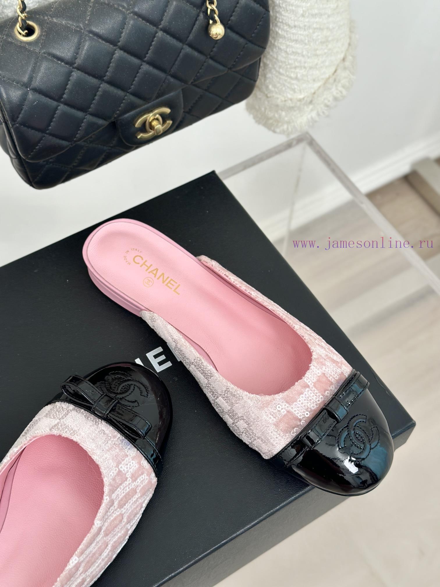 Chanel | Chanel 24P New ProductDouble C bow color blocked half slippersThe shoe upper is mad6gxyc51k - Image 6