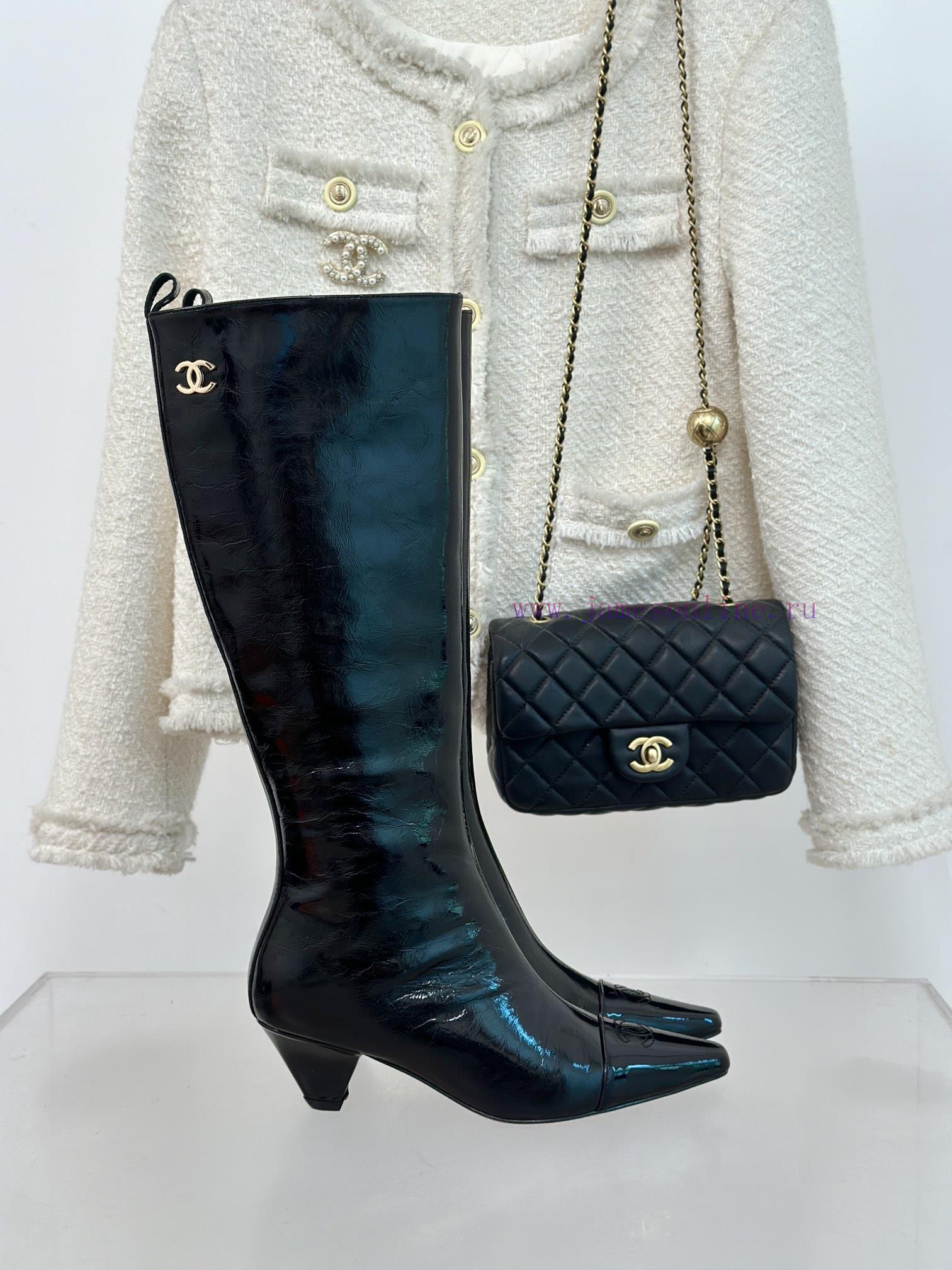 Chanel | Chanel 23c Autumn/Winter New ProductsDouble C Small Square Head Cat Heel Boots Seric65g0z8y