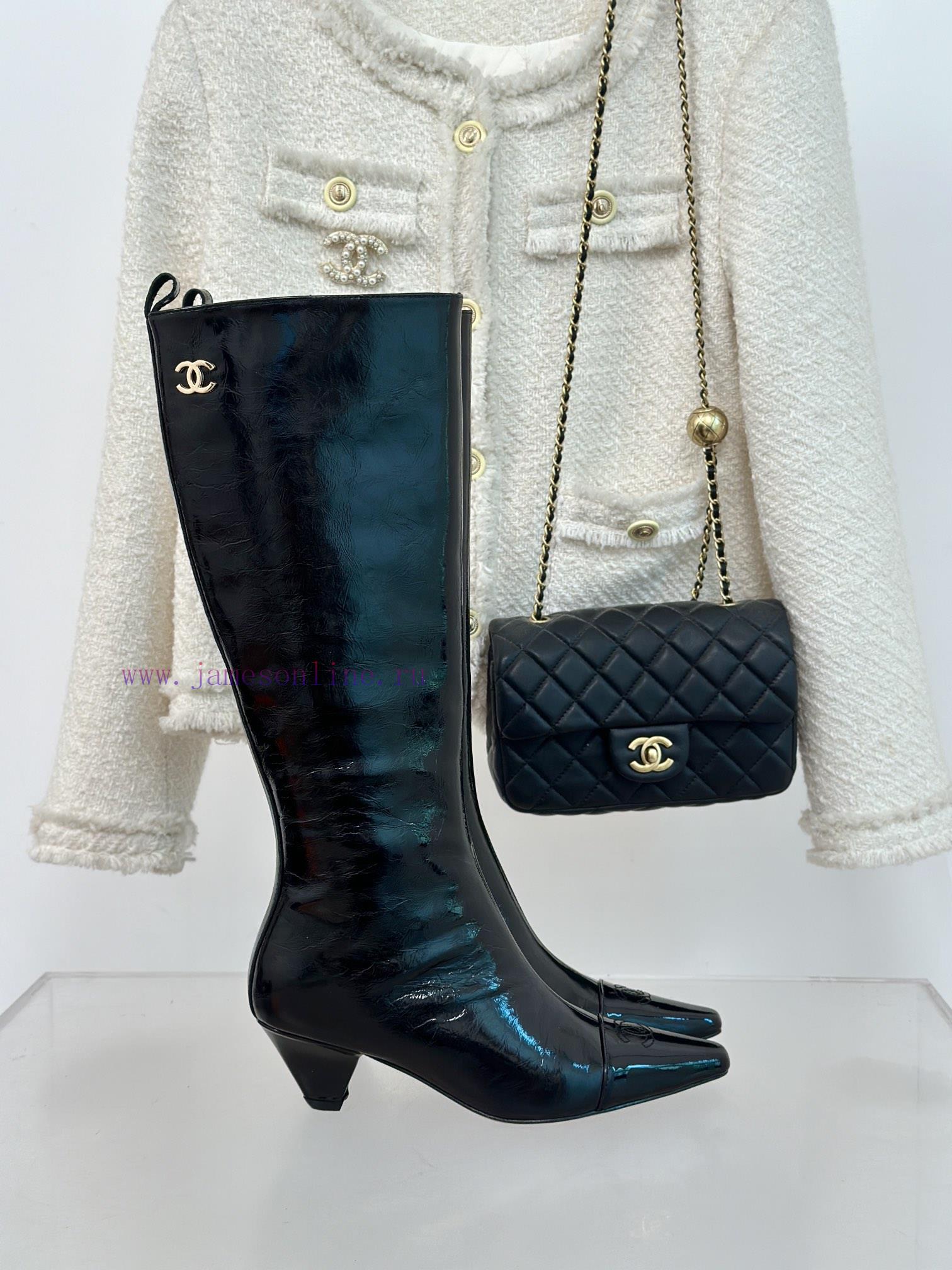 Chanel | Chanel 23c Autumn/Winter New ProductsDouble C Small Square Head Cat Heel Boots Seric65g0z8y - Image 2