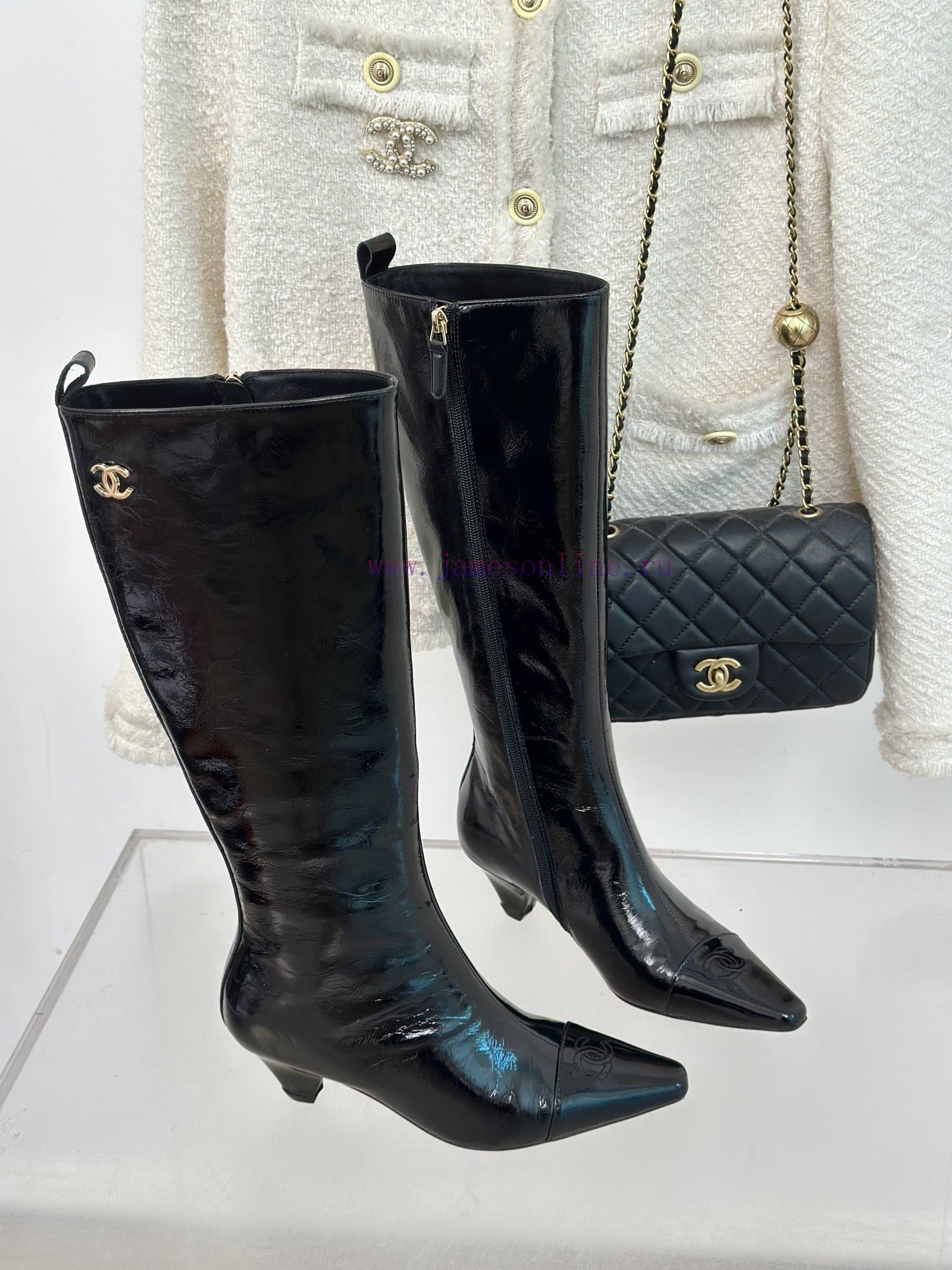 Chanel | Chanel 23c Autumn/Winter New ProductsDouble C Small Square Head Cat Heel Boots Seric65g0z8y - Image 4