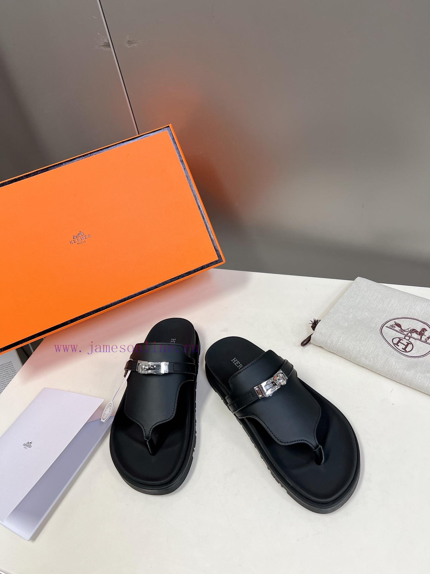 Male 10 Η ERMES Hermes Spring/Summer Classic Couple's Second Uncle Slippers Chypre Ugly Cutej41dhvb9 - Image 3