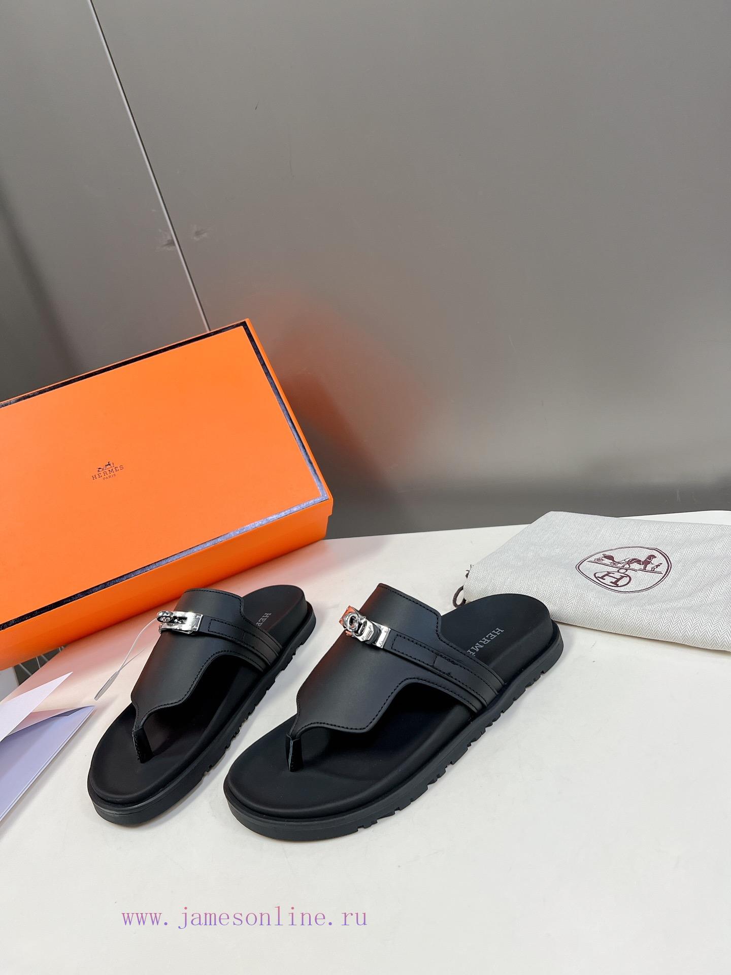 Male 10 Η ERMES Hermes Spring/Summer Classic Couple's Second Uncle Slippers Chypre Ugly Cutej41dhvb9 - Image 4