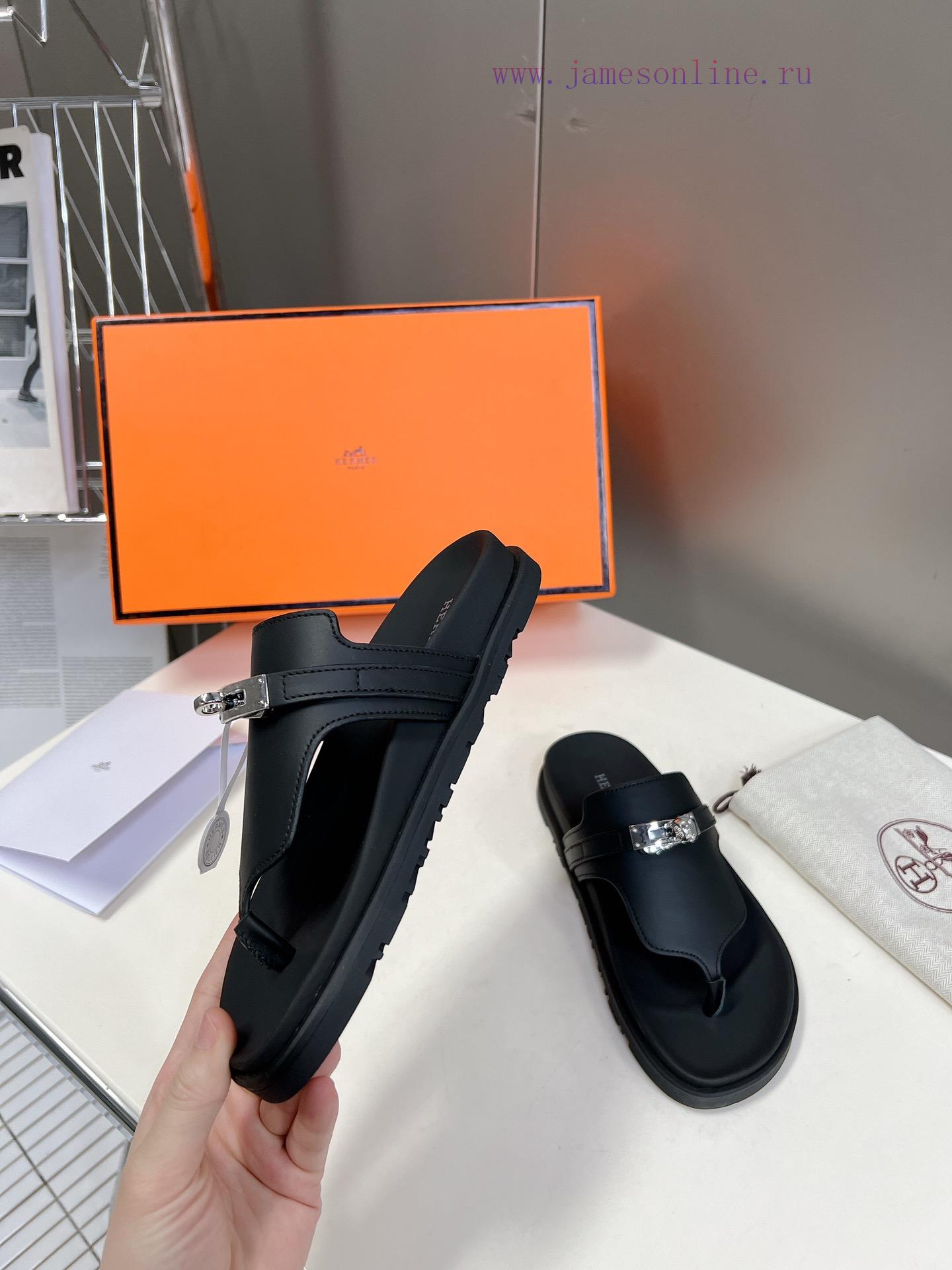 Male 10 Η ERMES Hermes Spring/Summer Classic Couple's Second Uncle Slippers Chypre Ugly Cutej41dhvb9 - Image 5