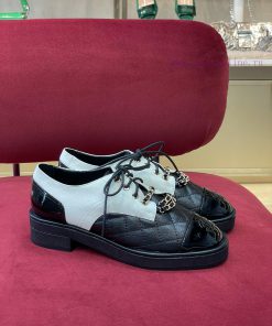 chane…l fw22 new arrival～️Chanel 2022 Autumn/Winter Chain Leather ShoesLitchi pattern calf l06eoffg8