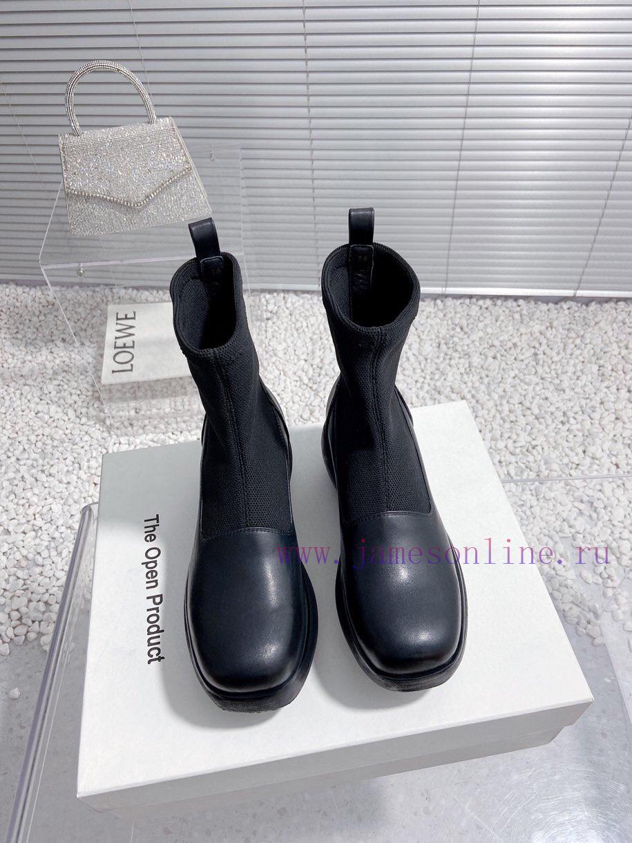 Top tierThe Open Product Autumn/Winter New Round Head Thick Bottom Wool Splicing Calfskin Bo8kgl5n16