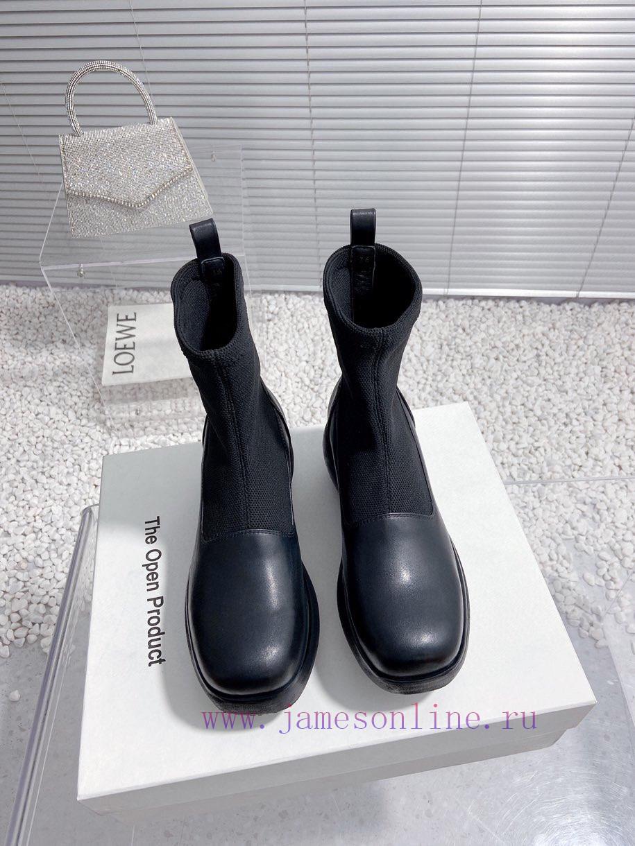 Top tierThe Open Product Autumn/Winter New Round Head Thick Bottom Wool Splicing Calfskin Bo8kgl5n16 - Image 2