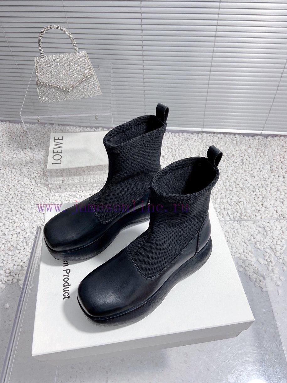 Top tierThe Open Product Autumn/Winter New Round Head Thick Bottom Wool Splicing Calfskin Bo8kgl5n16 - Image 3