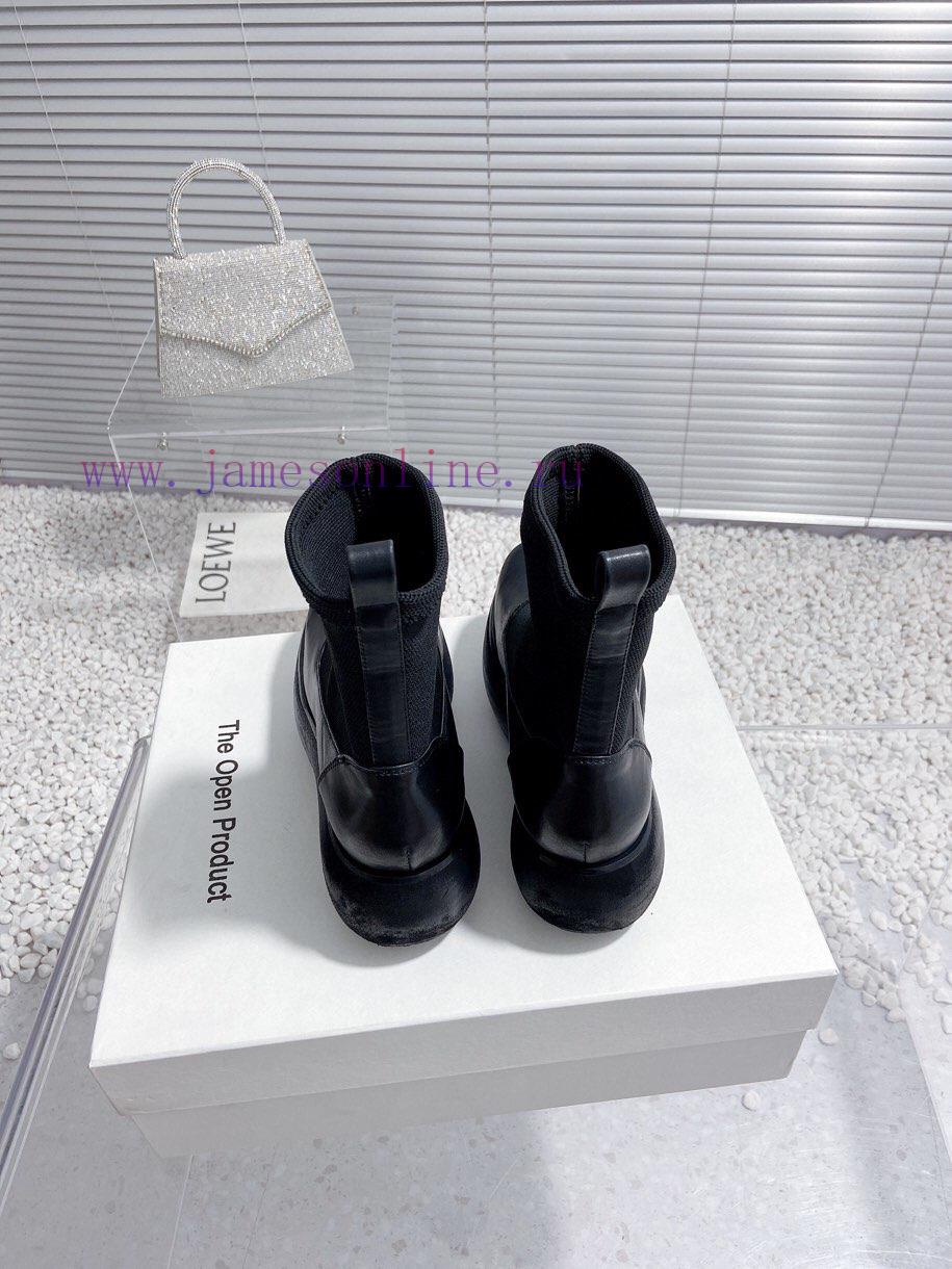 Top tierThe Open Product Autumn/Winter New Round Head Thick Bottom Wool Splicing Calfskin Bo8kgl5n16 - Image 4