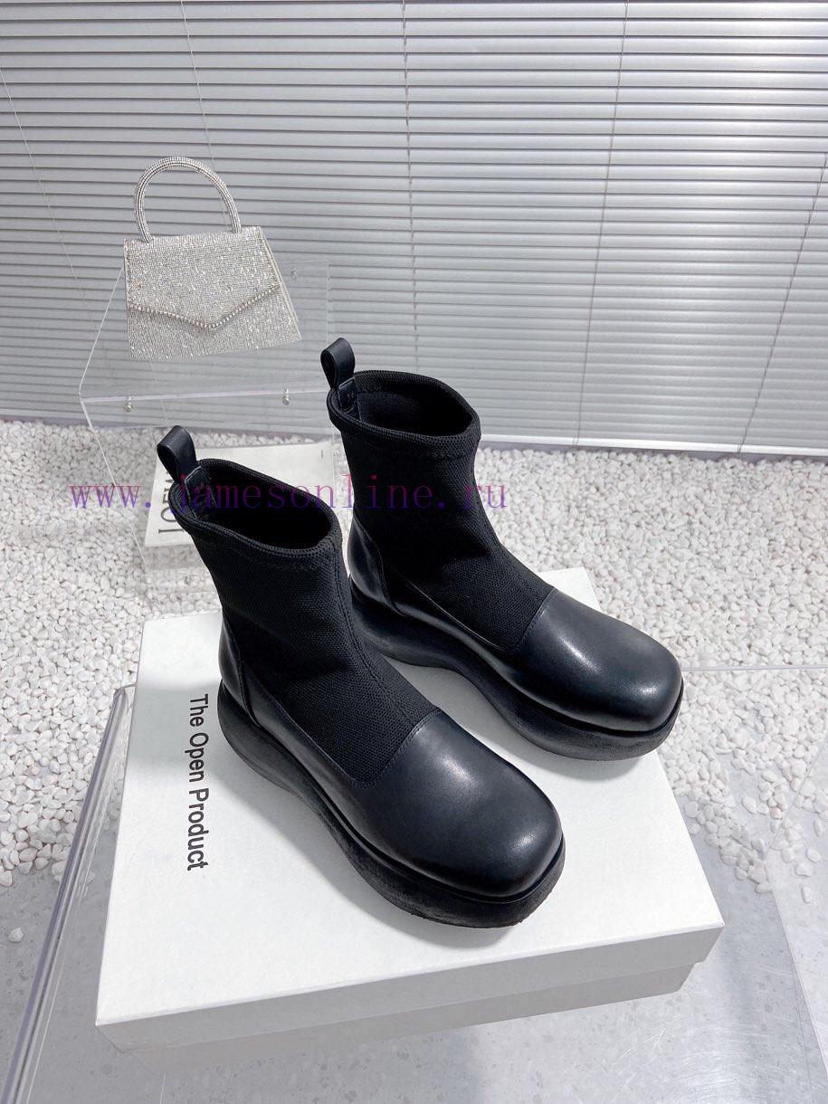 Top tierThe Open Product Autumn/Winter New Round Head Thick Bottom Wool Splicing Calfskin Bo8kgl5n16 - Image 5