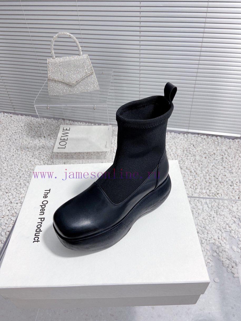 Top tierThe Open Product Autumn/Winter New Round Head Thick Bottom Wool Splicing Calfskin Bo8kgl5n16 - Image 6