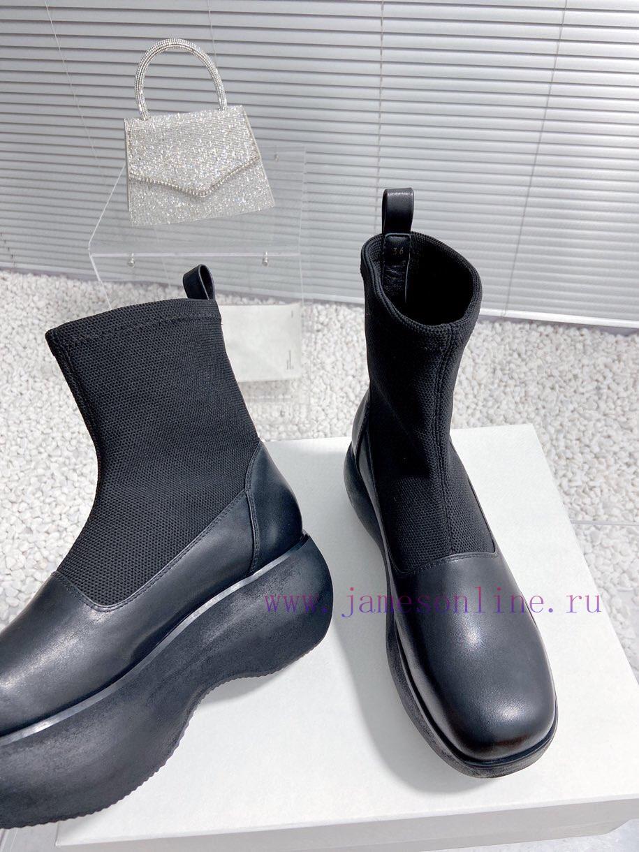 Top tierThe Open Product Autumn/Winter New Round Head Thick Bottom Wool Splicing Calfskin Bo8kgl5n16 - Image 8
