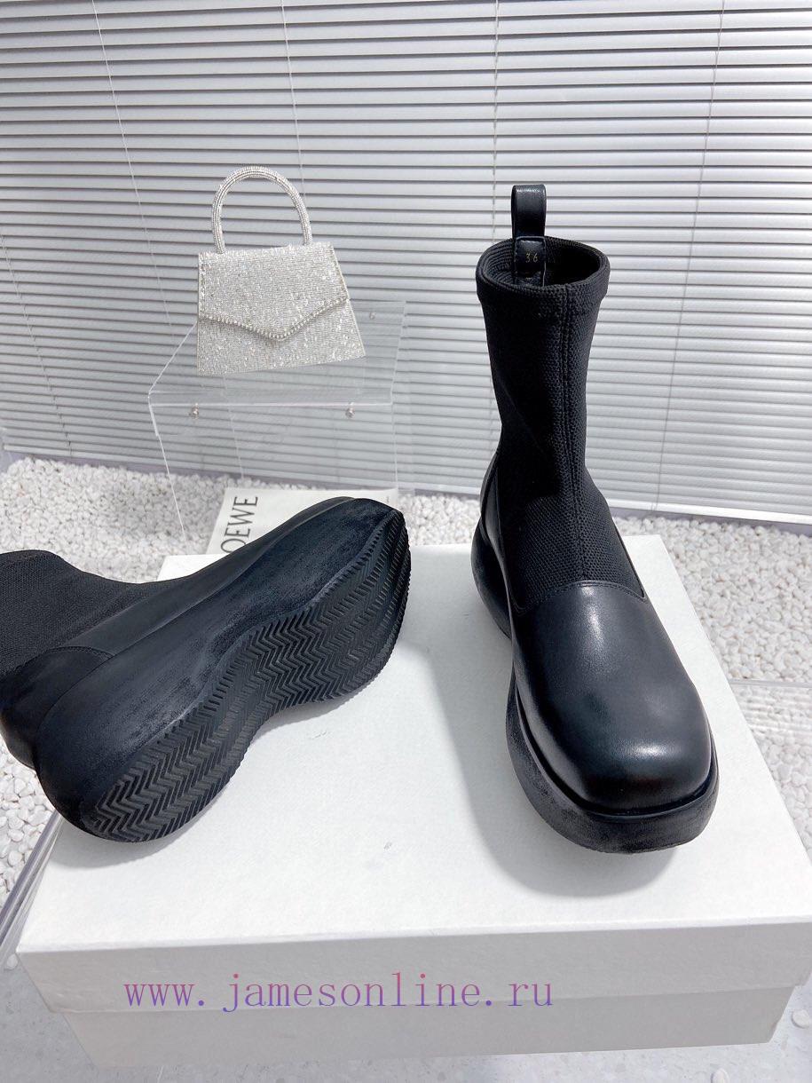 Top tierThe Open Product Autumn/Winter New Round Head Thick Bottom Wool Splicing Calfskin Bo8kgl5n16 - Image 9