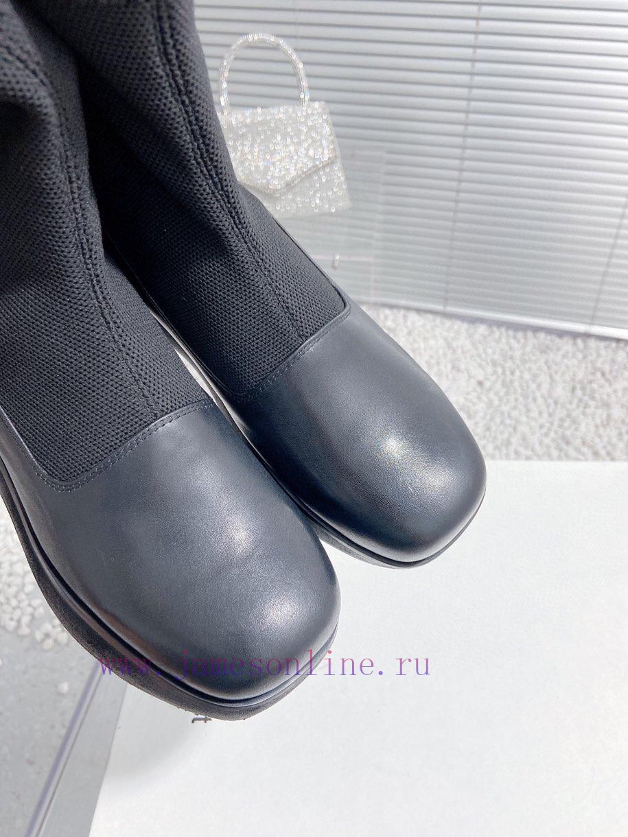 Top tierThe Open Product Autumn/Winter New Round Head Thick Bottom Wool Splicing Calfskin Bo8kgl5n16 - Image 10