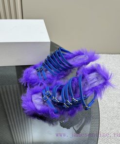BURBERRY new wool mop heelLong fluffy sheepskin sandals,Upper decoration sheepskin buckle st6vr8wbpx