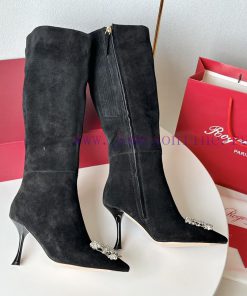 RV2023 Autumn/Winter New Water Diamond Button High Heel Boots Pointed Short/Long BootsSuede 68u2fgdw