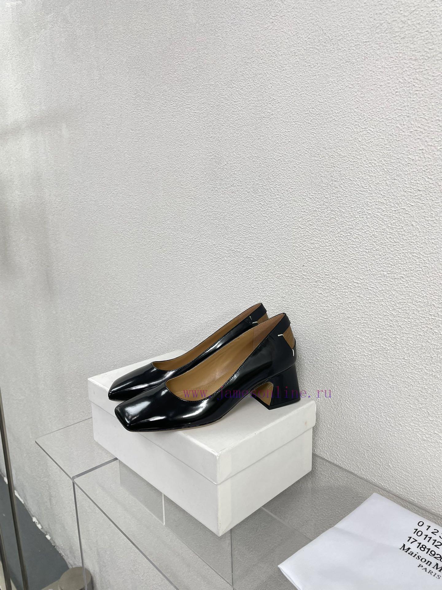 Margiela | Retro style 5cm short heel square toe shoesShort and retro elegant temperament cahbaosyg6 - Image 2