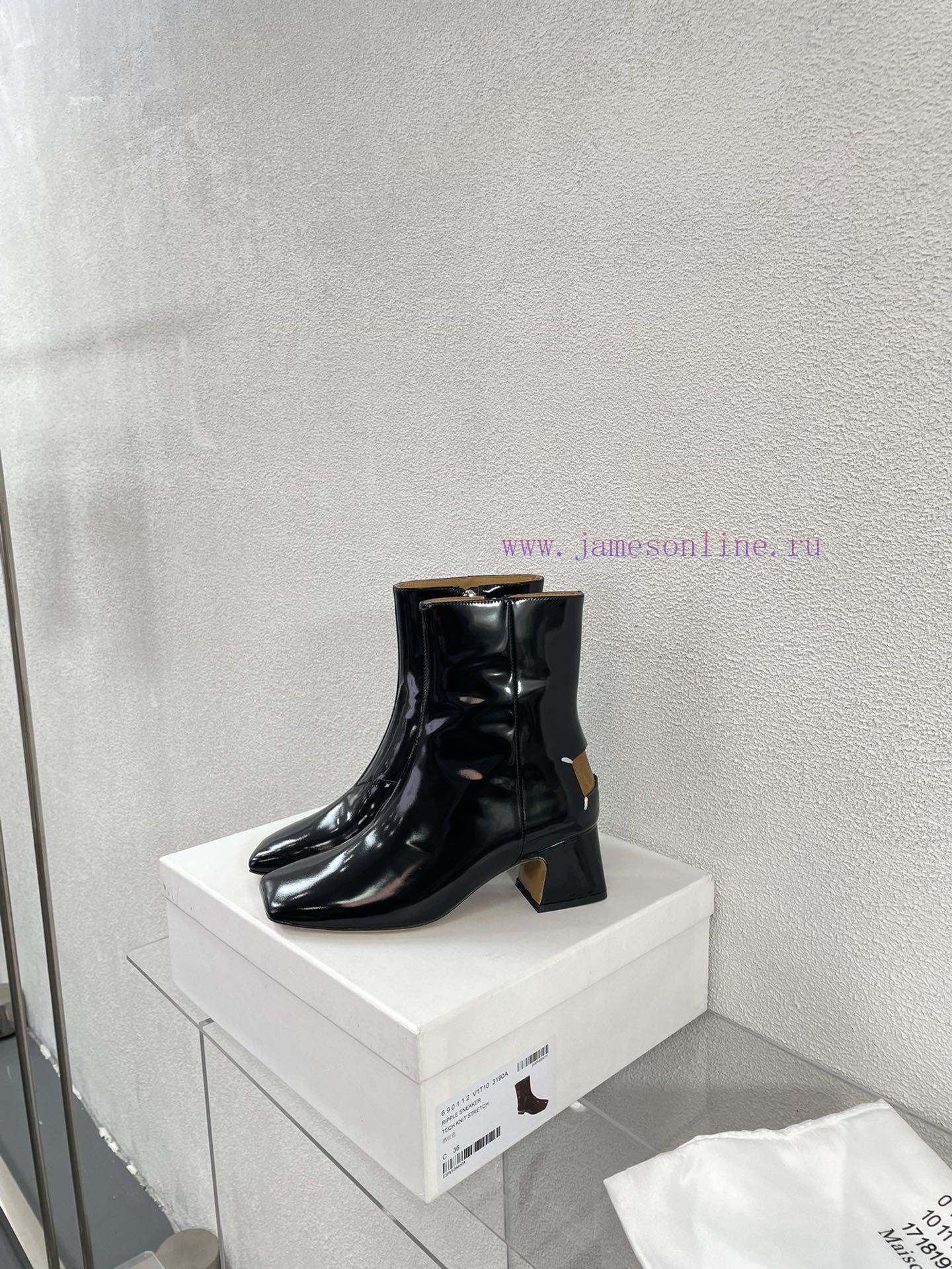 Margiela | Retro style 5cm short heel square toe shoes with ripped holesShort and retro elegsyls18gm - Image 2