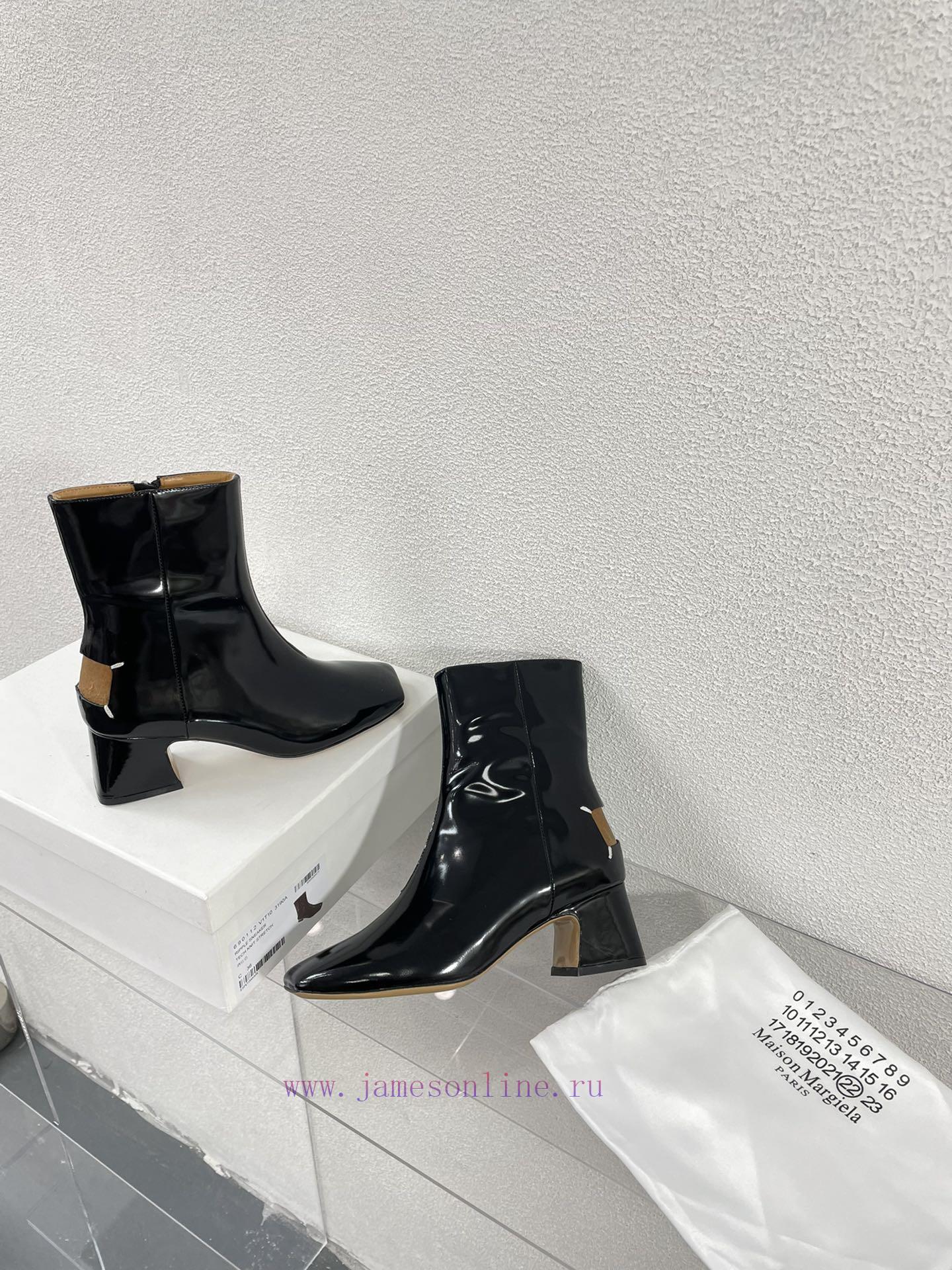 Margiela | Retro style 5cm short heel square toe shoes with ripped holesShort and retro elegsyls18gm - Image 4