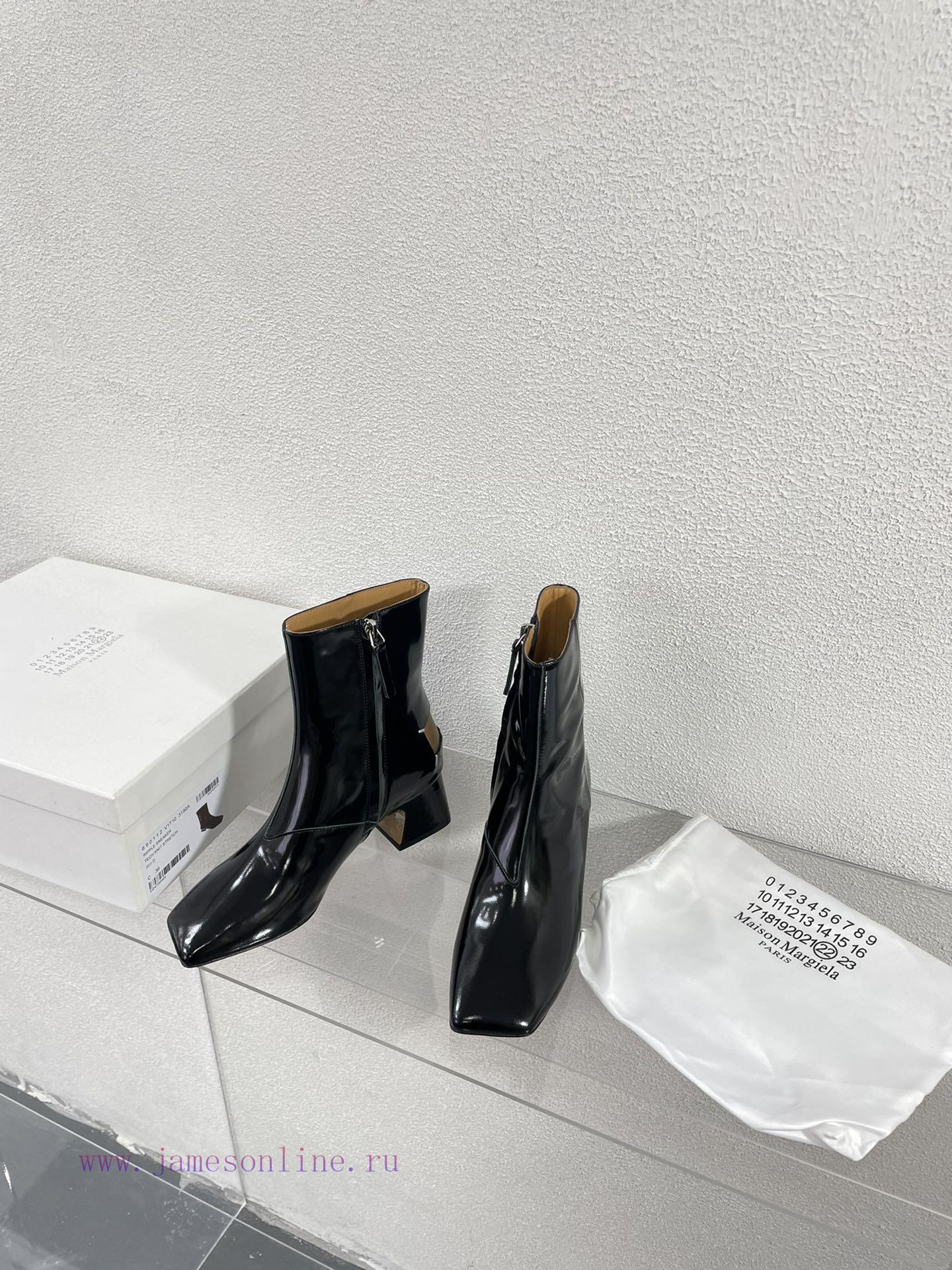 Margiela | Retro style 5cm short heel square toe shoes with ripped holesShort and retro elegsyls18gm - Image 5