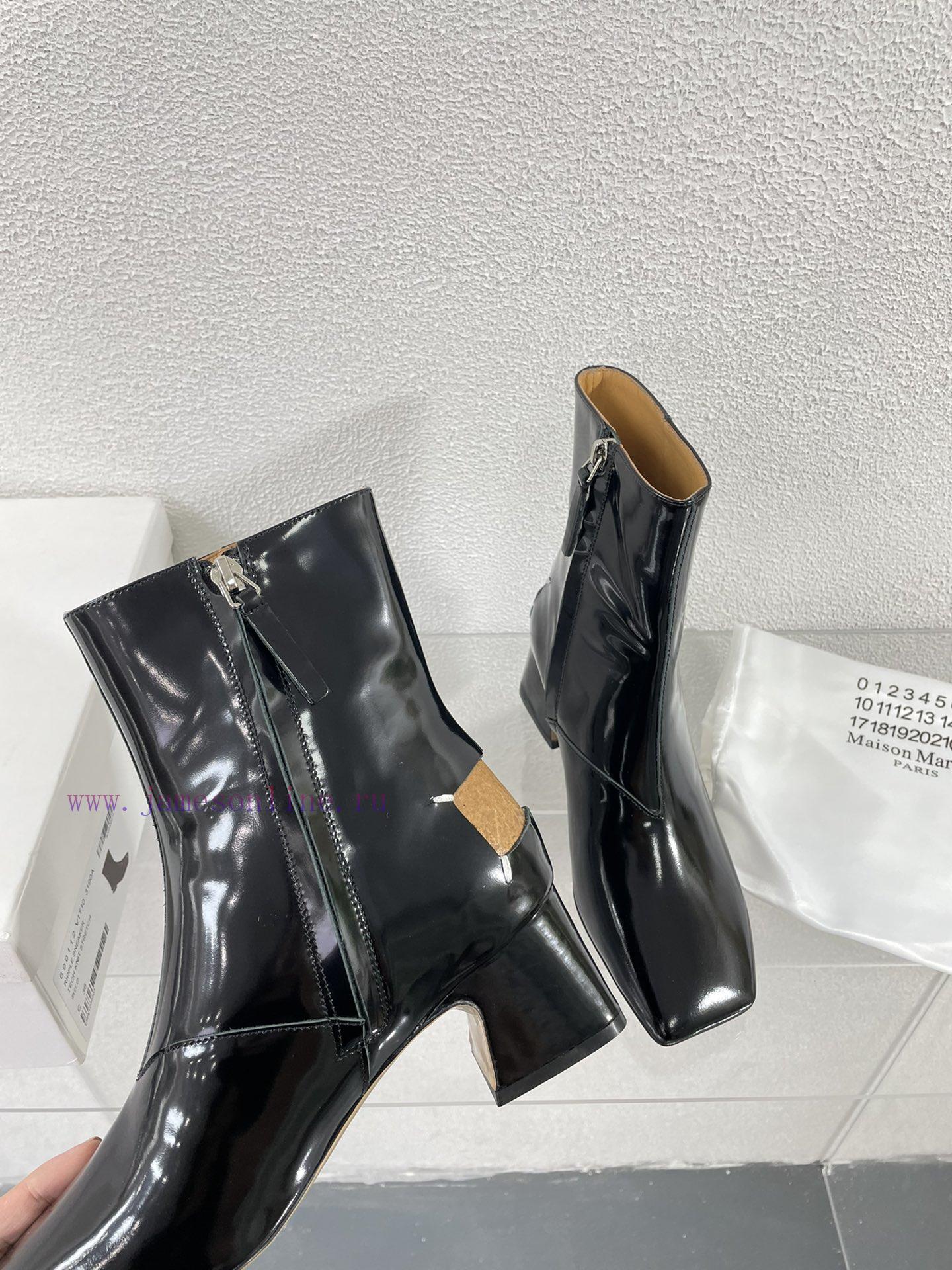 Margiela | Retro style 5cm short heel square toe shoes with ripped holesShort and retro elegsyls18gm - Image 6