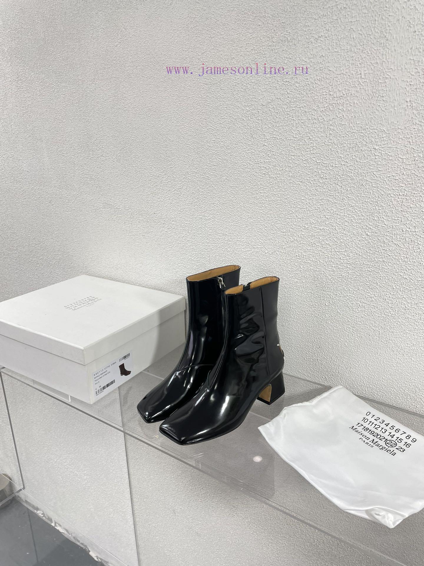 Margiela | Retro style 5cm short heel square toe shoes with ripped holesShort and retro elegsyls18gm - Image 8