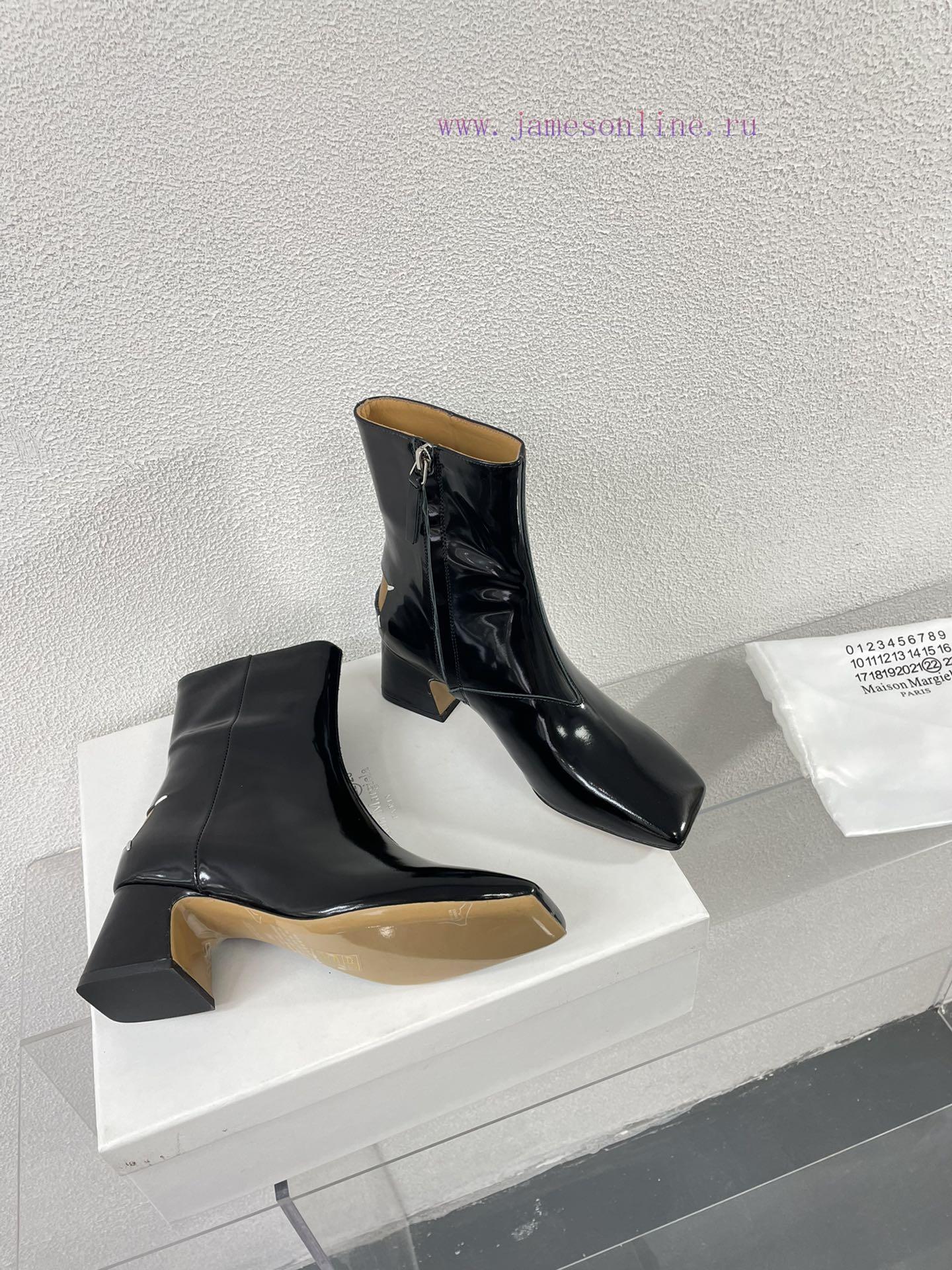 Margiela | Retro style 5cm short heel square toe shoes with ripped holesShort and retro elegsyls18gm - Image 10