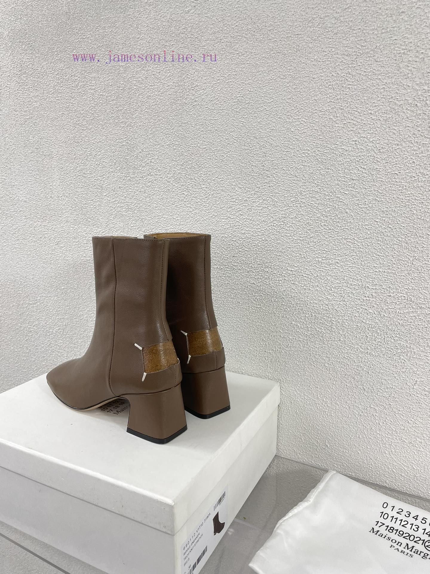Margiela | Retro style 5cm short heel square toe shoes with ripped holesShort and retro elegbepshkqj - Image 3