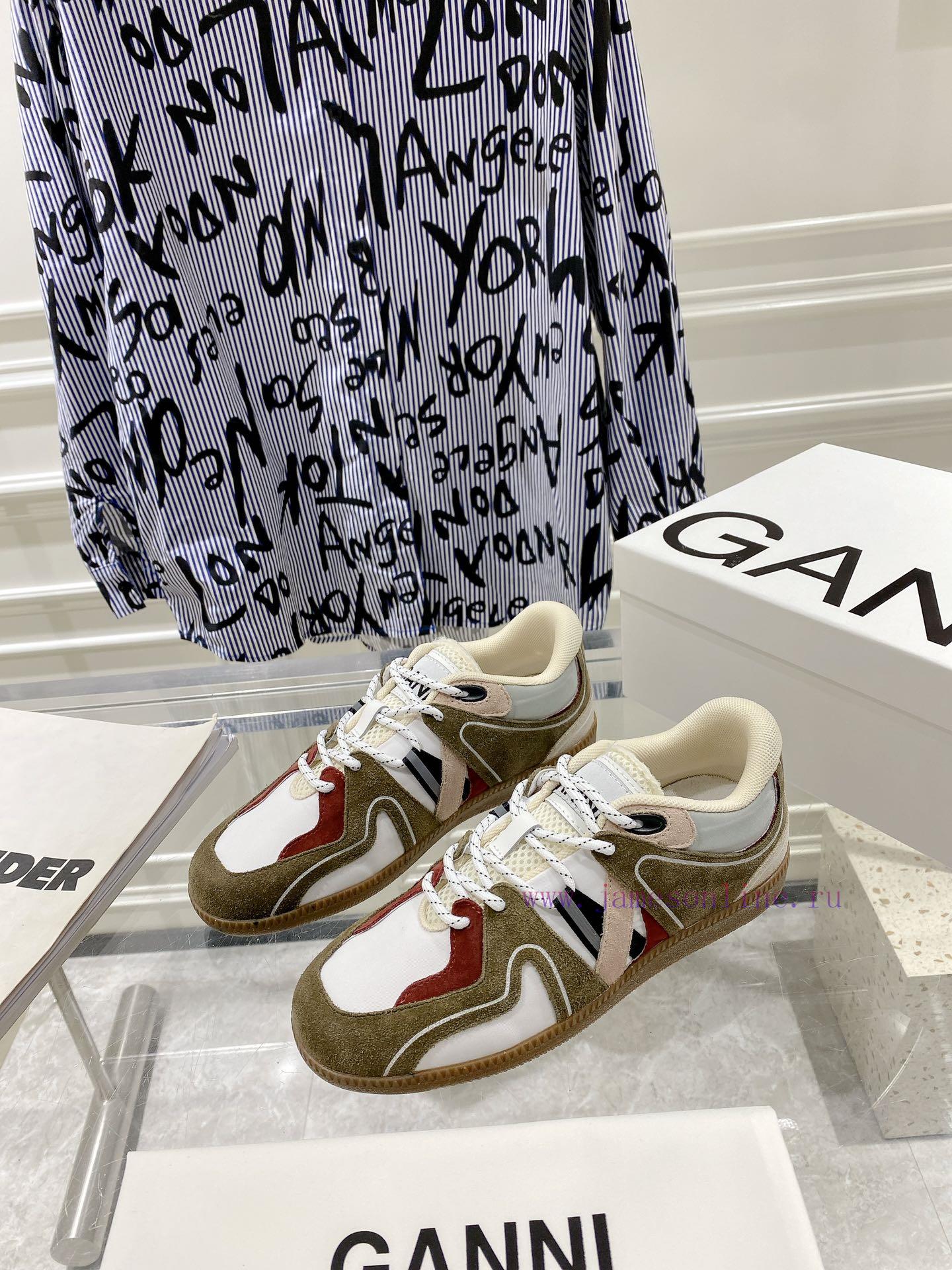 -- New Product Arrives -- GANNI Yang Mi's Same Style Color blocked Retro German Training Shoizuwy7vv - Image 3