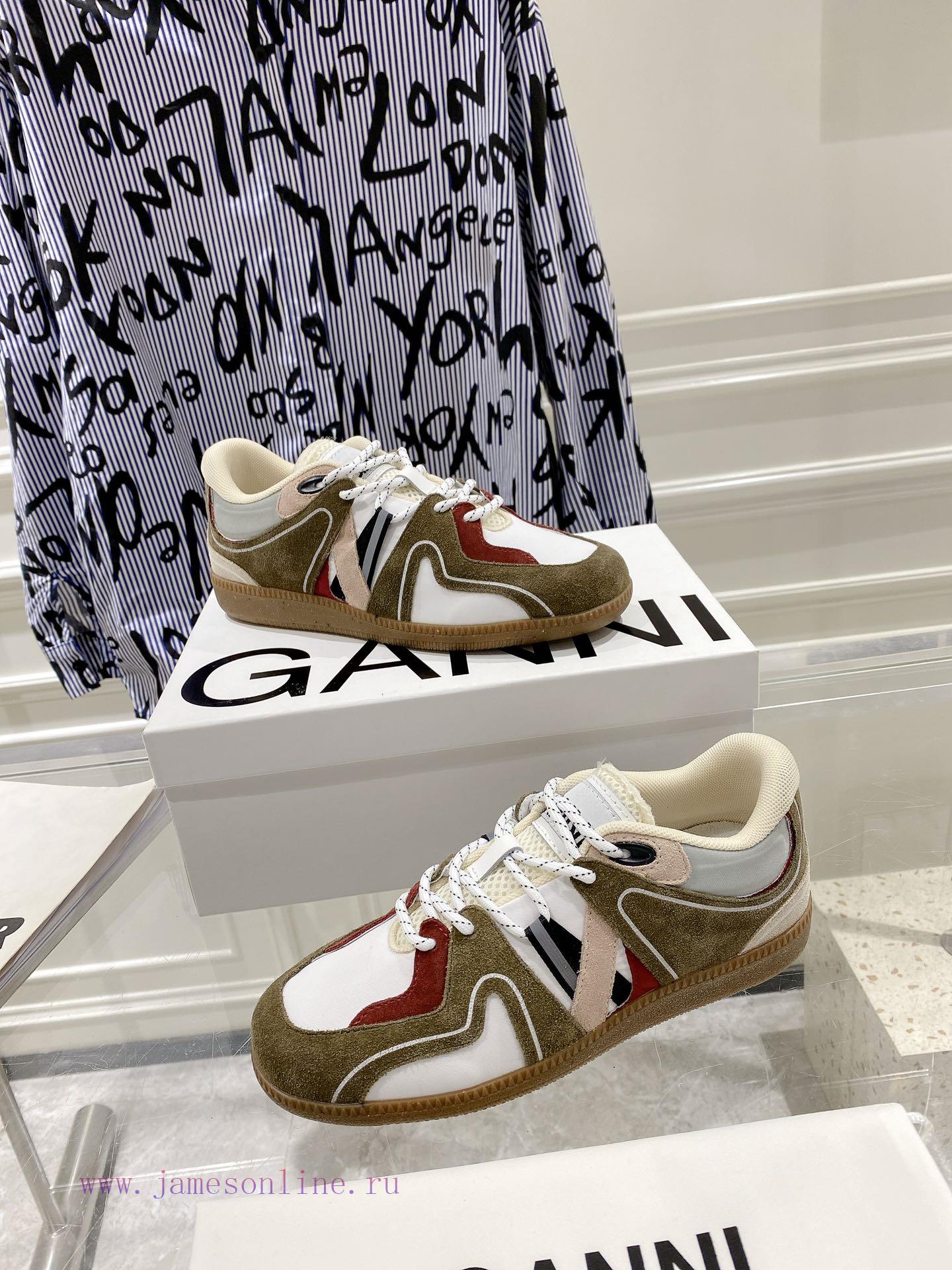 -- New Product Arrives -- GANNI Yang Mi's Same Style Color blocked Retro German Training Shoizuwy7vv - Image 7