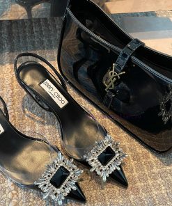 JIMMY CHOO premium patent leather spliced small high heels ️Material: cowhide/PVC inner sheekfgwx33l