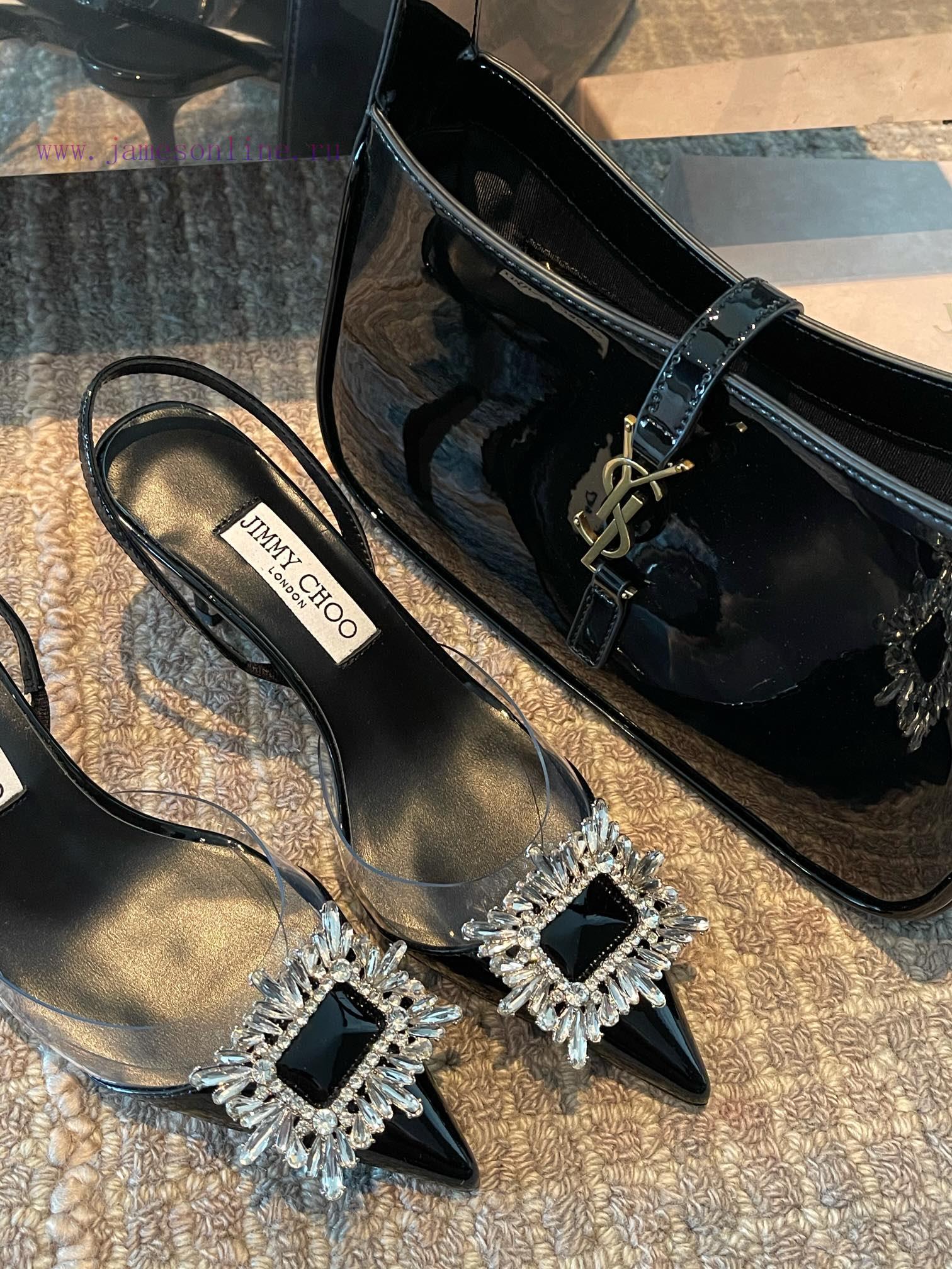 JIMMY CHOO premium patent leather spliced small high heels ️Material: cowhide/PVC inner sheekfgwx33l - Image 2