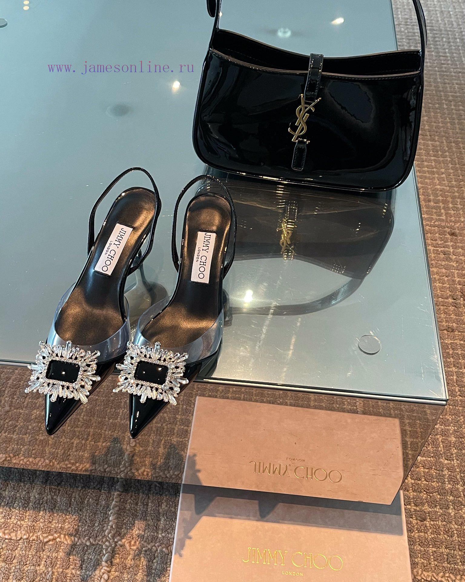 JIMMY CHOO premium patent leather spliced small high heels ️Material: cowhide/PVC inner sheekfgwx33l - Image 3