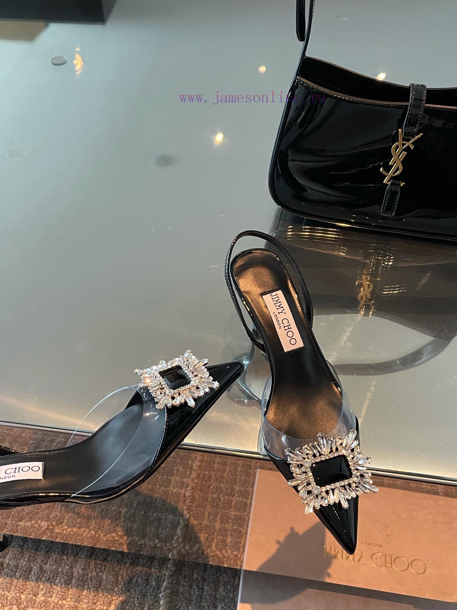 JIMMY CHOO premium patent leather spliced small high heels ️Material: cowhide/PVC inner sheekfgwx33l - Image 5