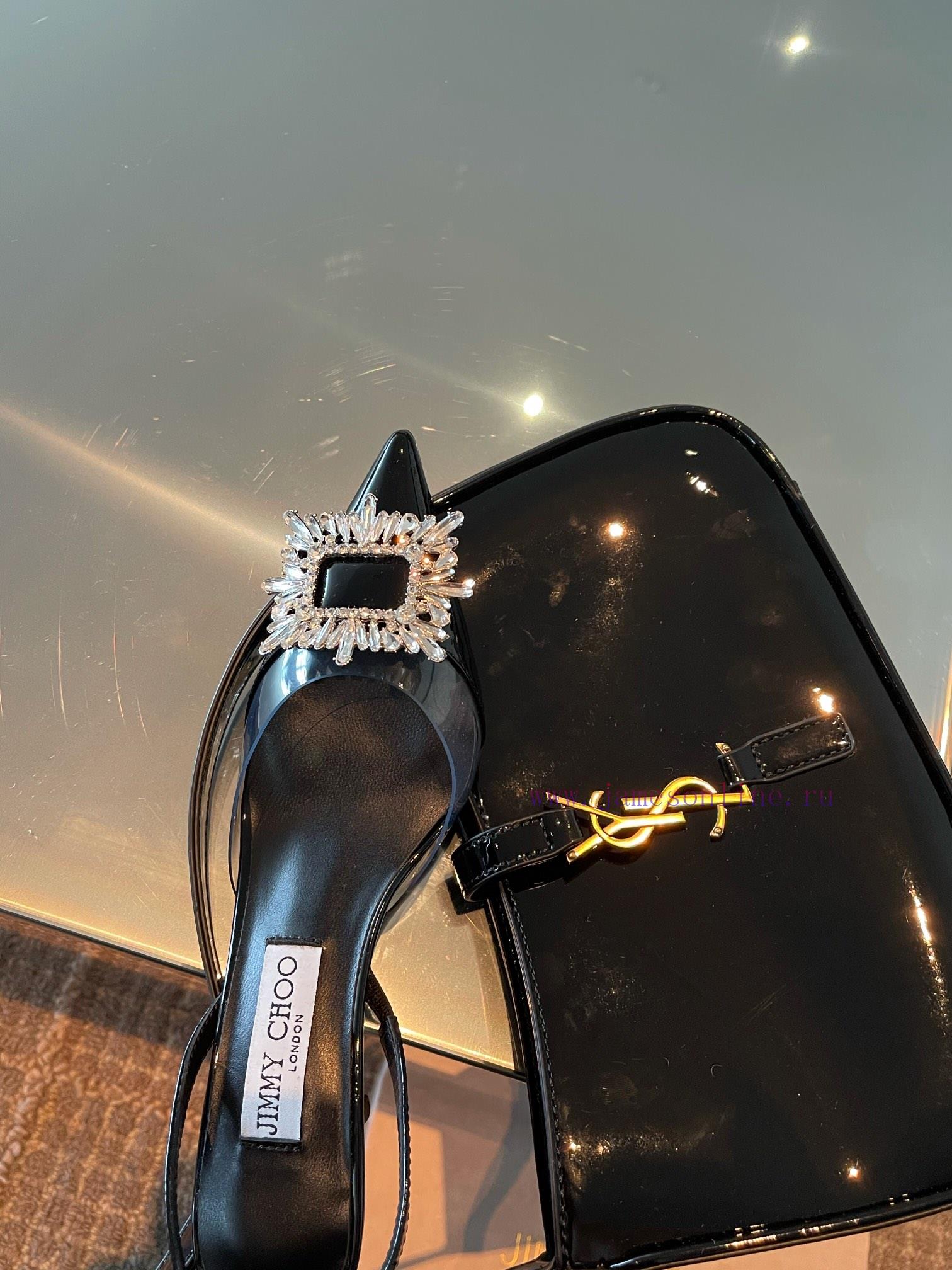 JIMMY CHOO premium patent leather spliced small high heels ️Material: cowhide/PVC inner sheekfgwx33l - Image 6