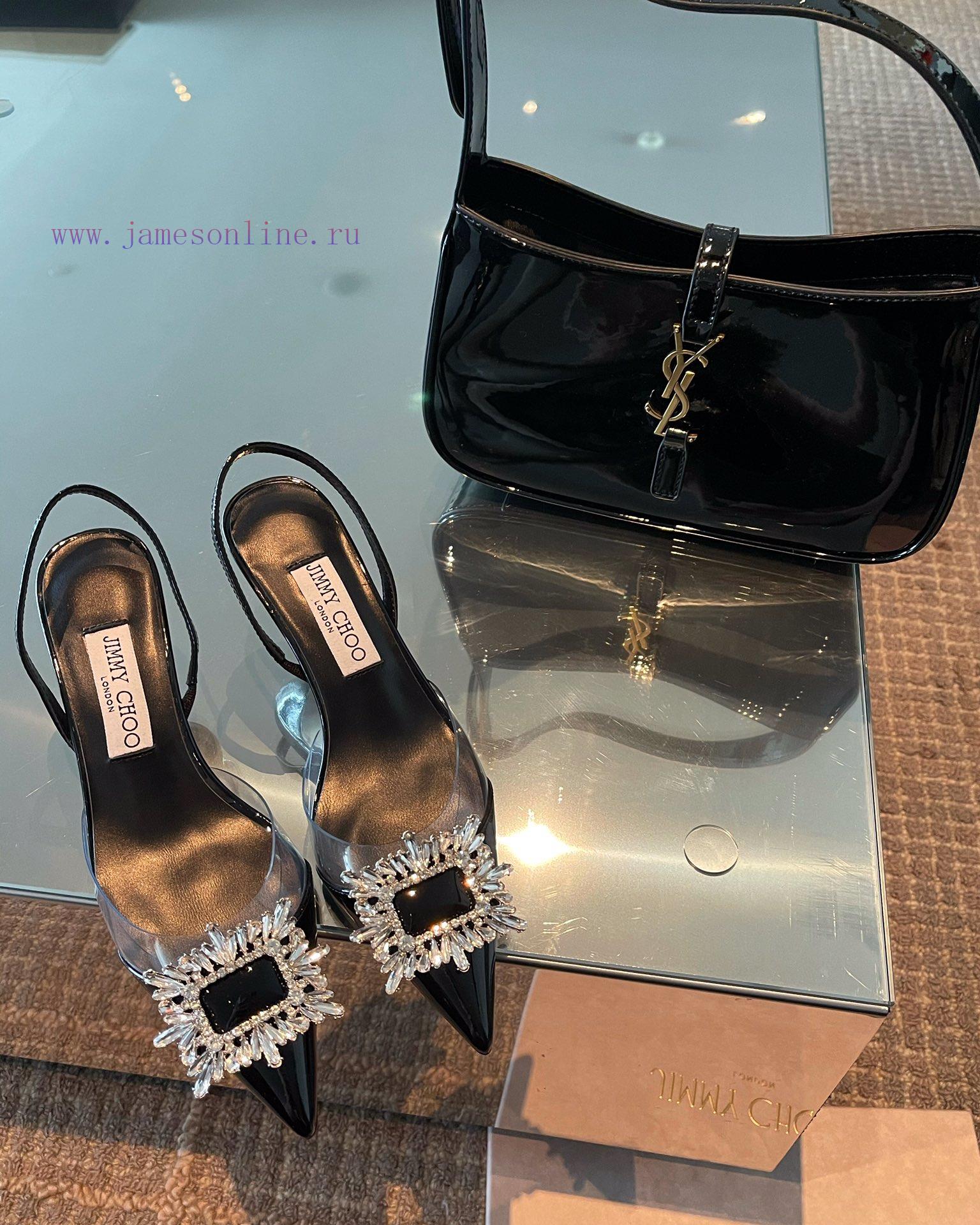 JIMMY CHOO premium patent leather spliced small high heels ️Material: cowhide/PVC inner sheekfgwx33l - Image 7