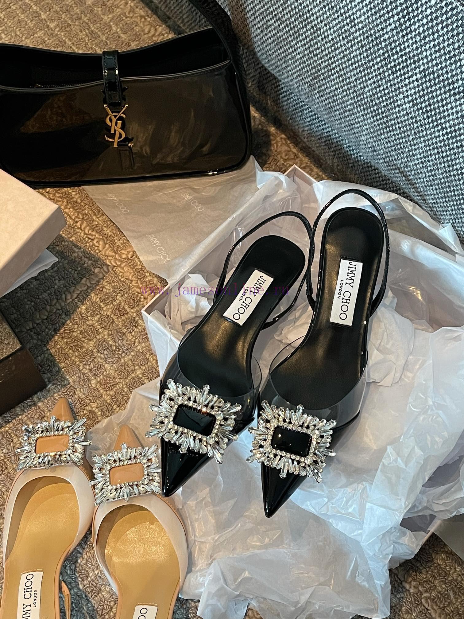 JIMMY CHOO premium patent leather spliced small high heels ️Material: cowhide/PVC inner sheekfgwx33l - Image 10