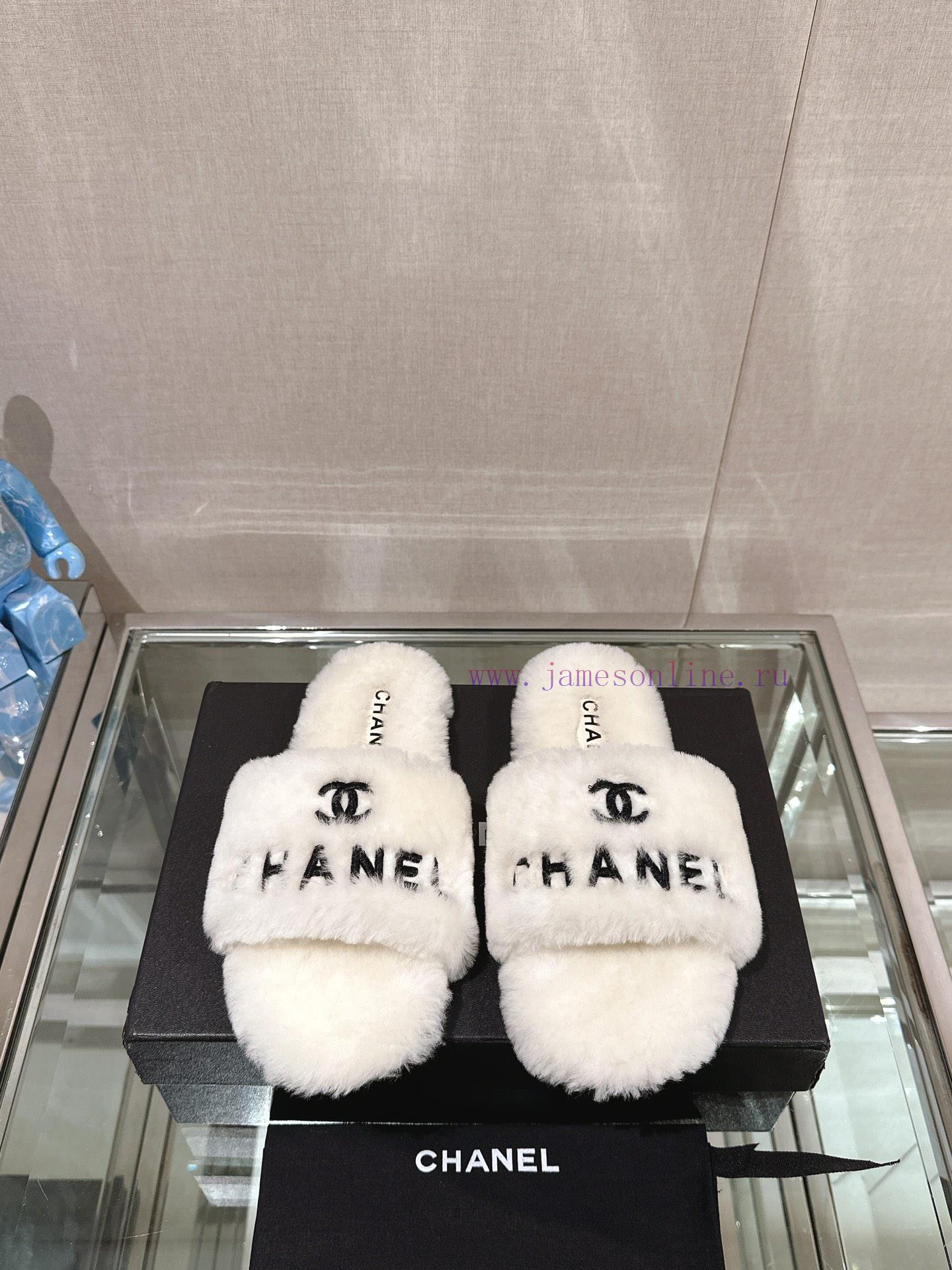 -Chanel 23Ss Autumn/Winter New Chanel Embroidered Logo Hairy One Word SlippersHow important 56hwhkcv - Image 2