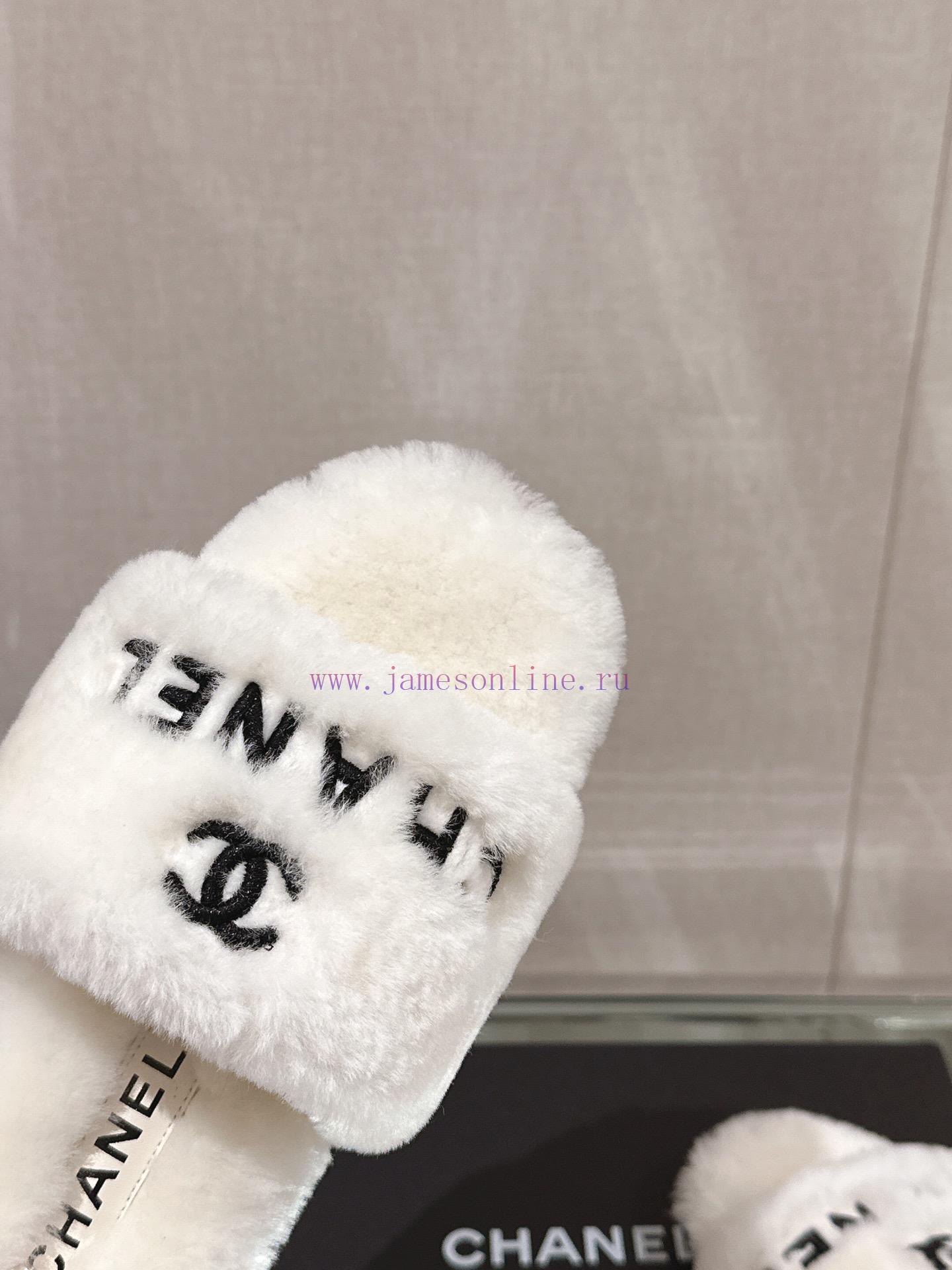 -Chanel 23Ss Autumn/Winter New Chanel Embroidered Logo Hairy One Word SlippersHow important 56hwhkcv - Image 8