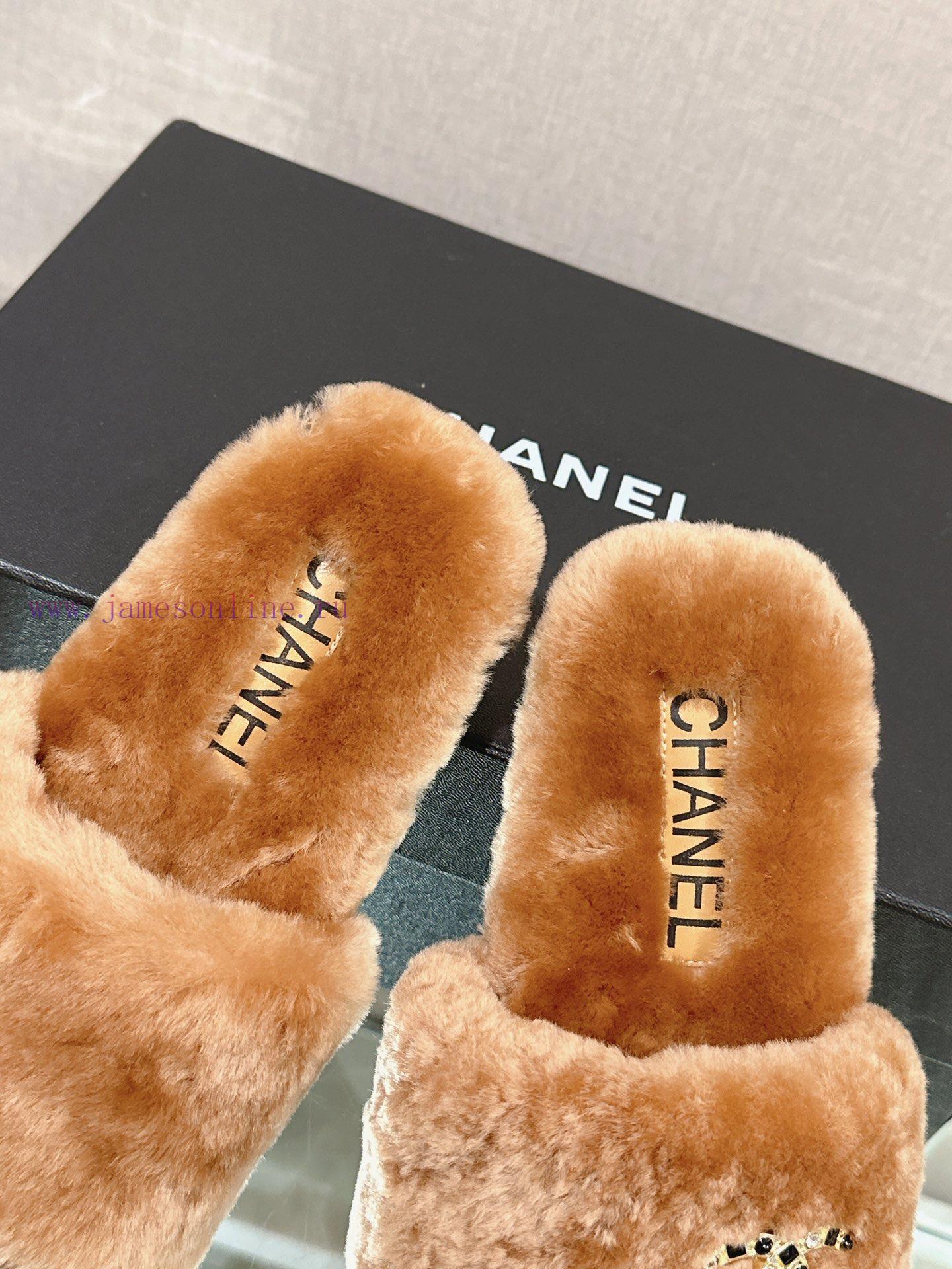 -Chanel 23Ss Autumn/Winter New Collection Chanel Double C Diamond Button Hairy One Word Slip9r6lezsy - Image 7