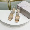 Jimmy Ch * o's new Y-shaped high-heeled fishmouth sandals/mesh studded pointed single shoes/phg46vpw