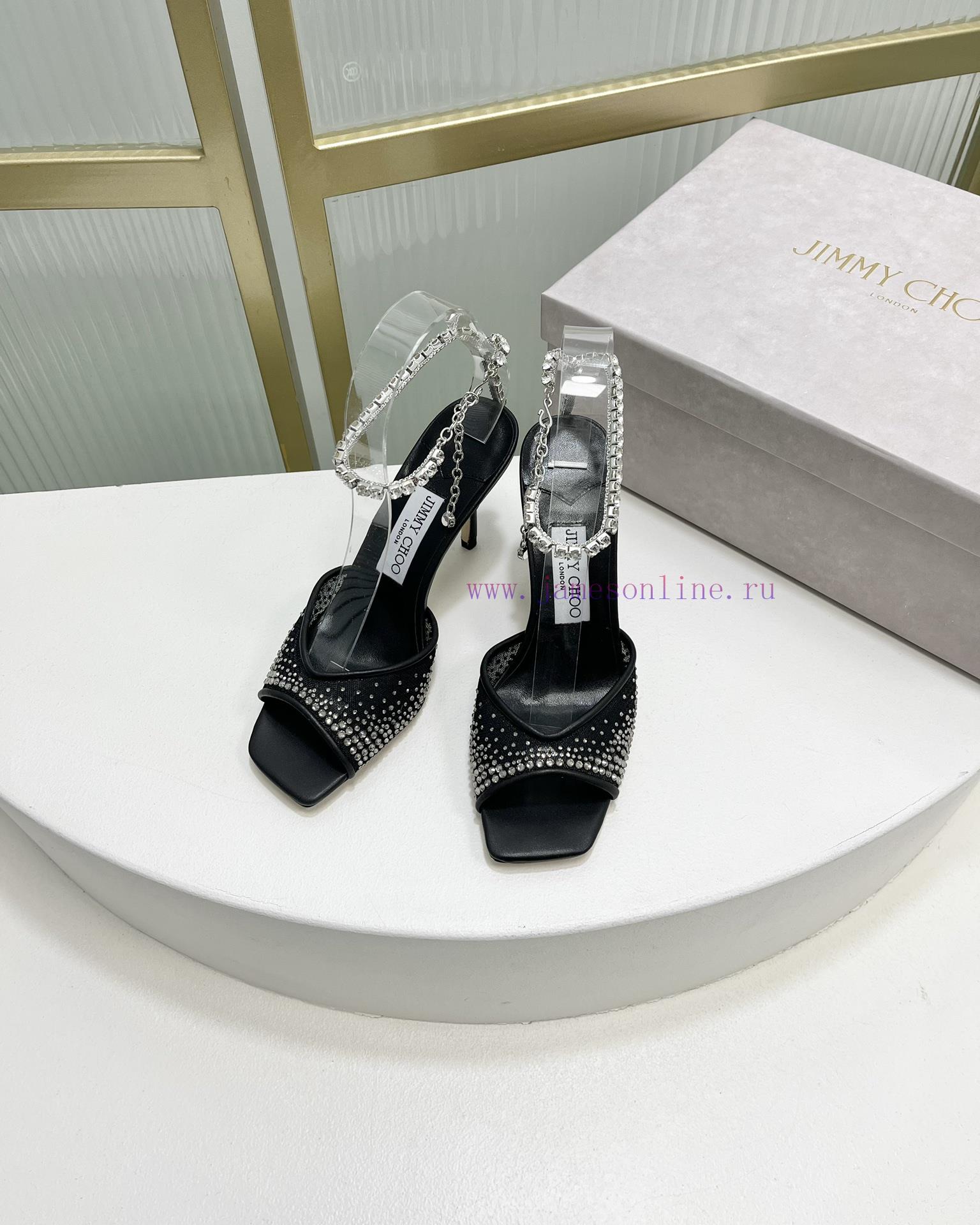 Jimmy Ch * o's new Y-shaped high-heeled fishmouth sandals/mesh studded pointed single shoes/q0kwm1bp - Image 2
