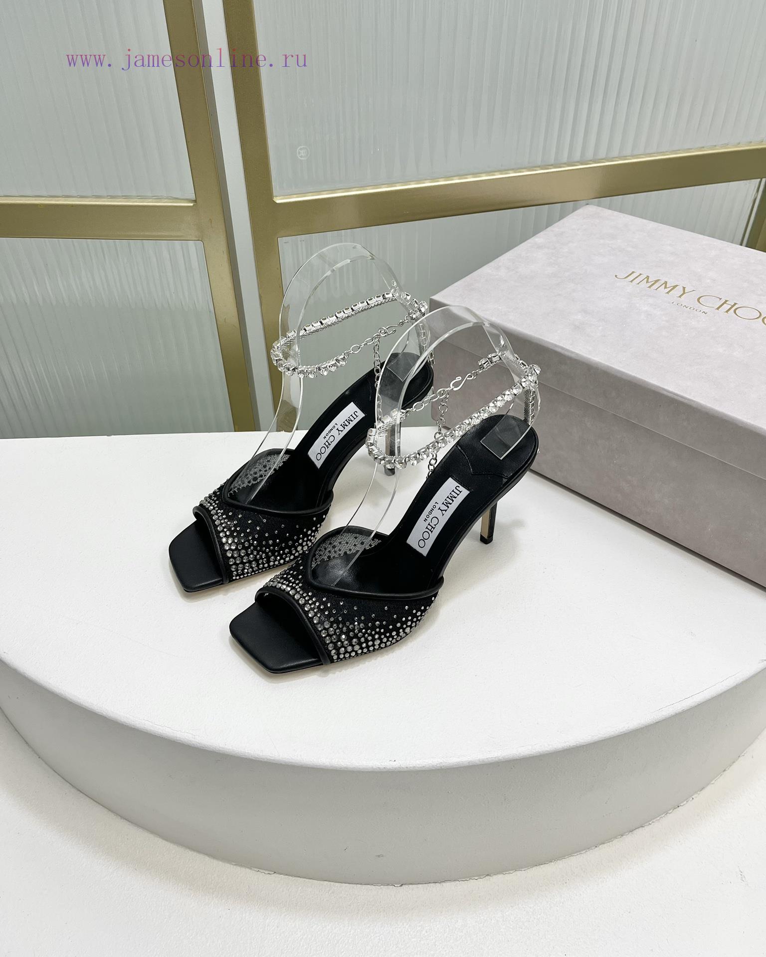 Jimmy Ch * o's new Y-shaped high-heeled fishmouth sandals/mesh studded pointed single shoes/q0kwm1bp - Image 3
